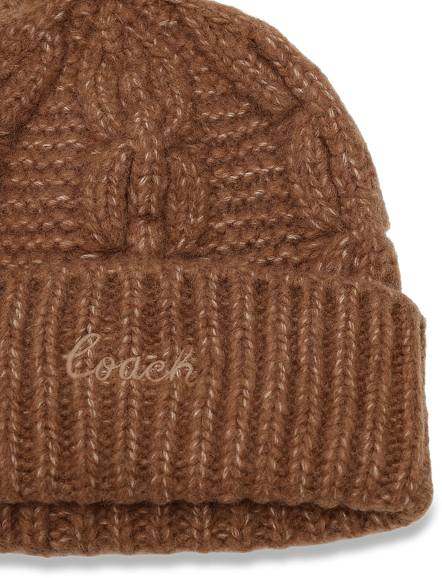 Coach Accessories - CHAIN CABLE BEANIE WITH POM - mössor - toasted almond - 2