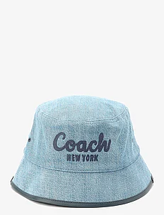 COACH EMBROIDERED DENIM BUCKET HAT, Coach Accessories
