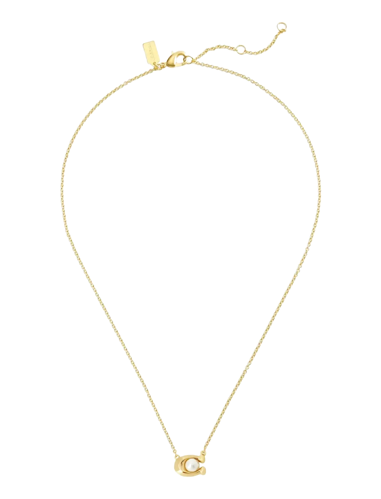 COACH Pearl Signature Pendant Necklace - WHITE/GOLD