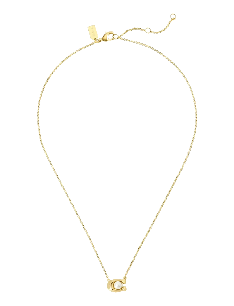 Coach Accessories - COACH Pearl Signature Pendant Necklace - halsband med hänge - white/gold - 1