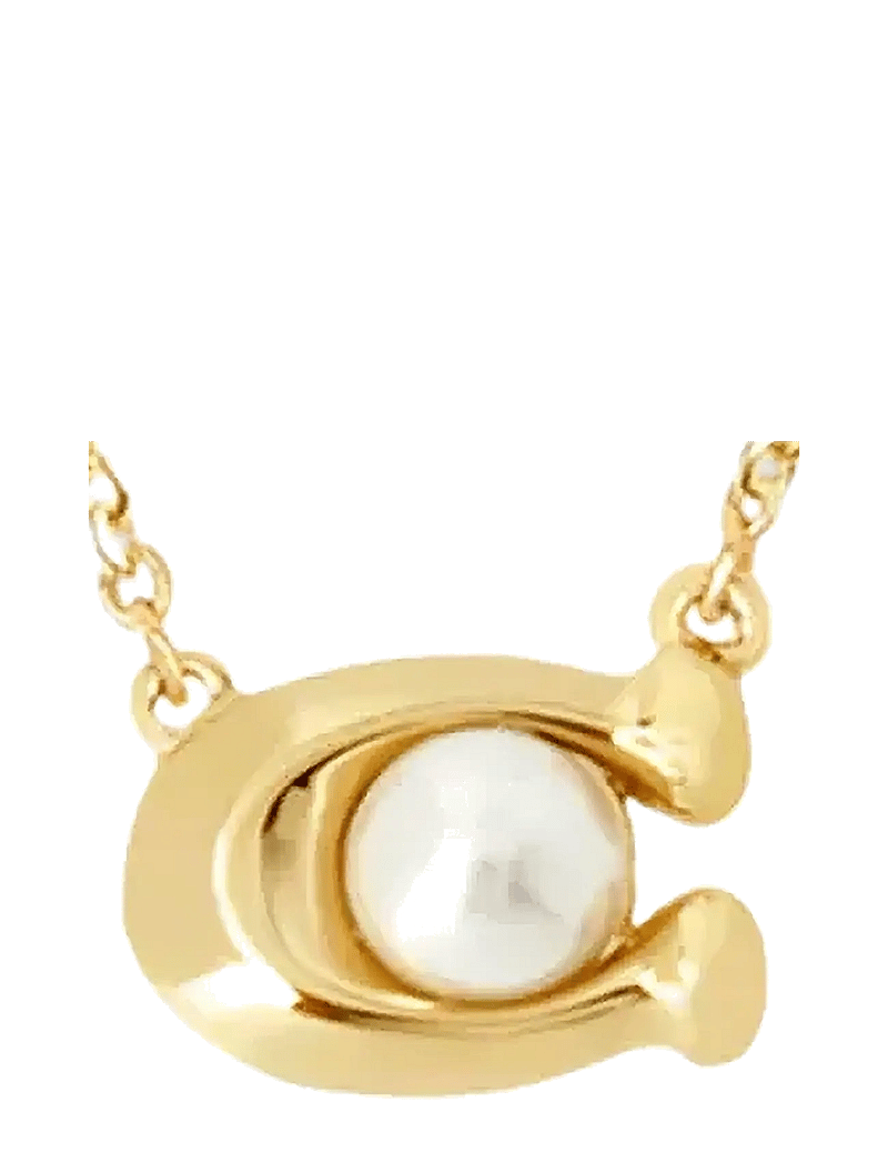 Coach Accessories - COACH Pearl Signature Pendant Necklace - halsband med hänge - white/gold - 2