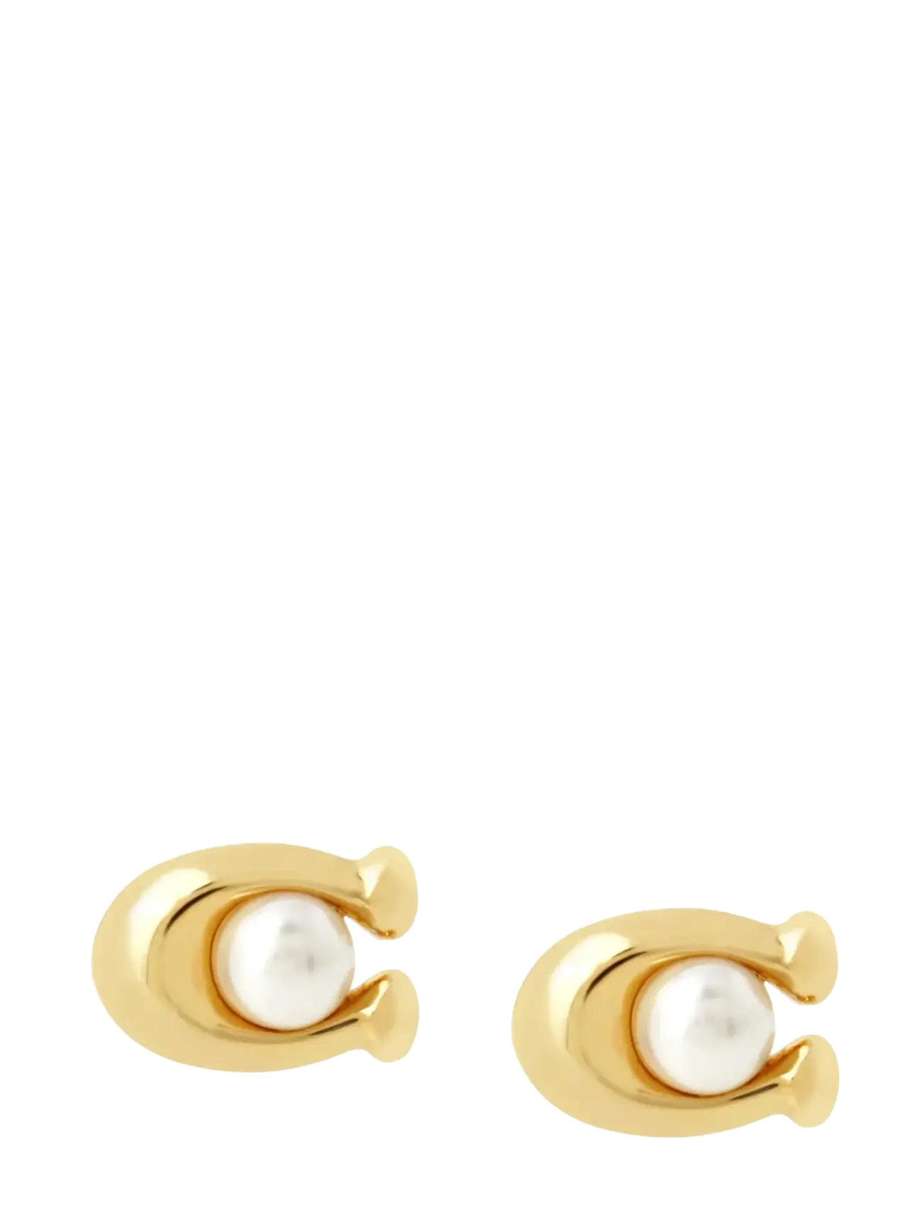 Coach Accessories - COACH Pearl Signature Stud Earrings - white/gold - 1