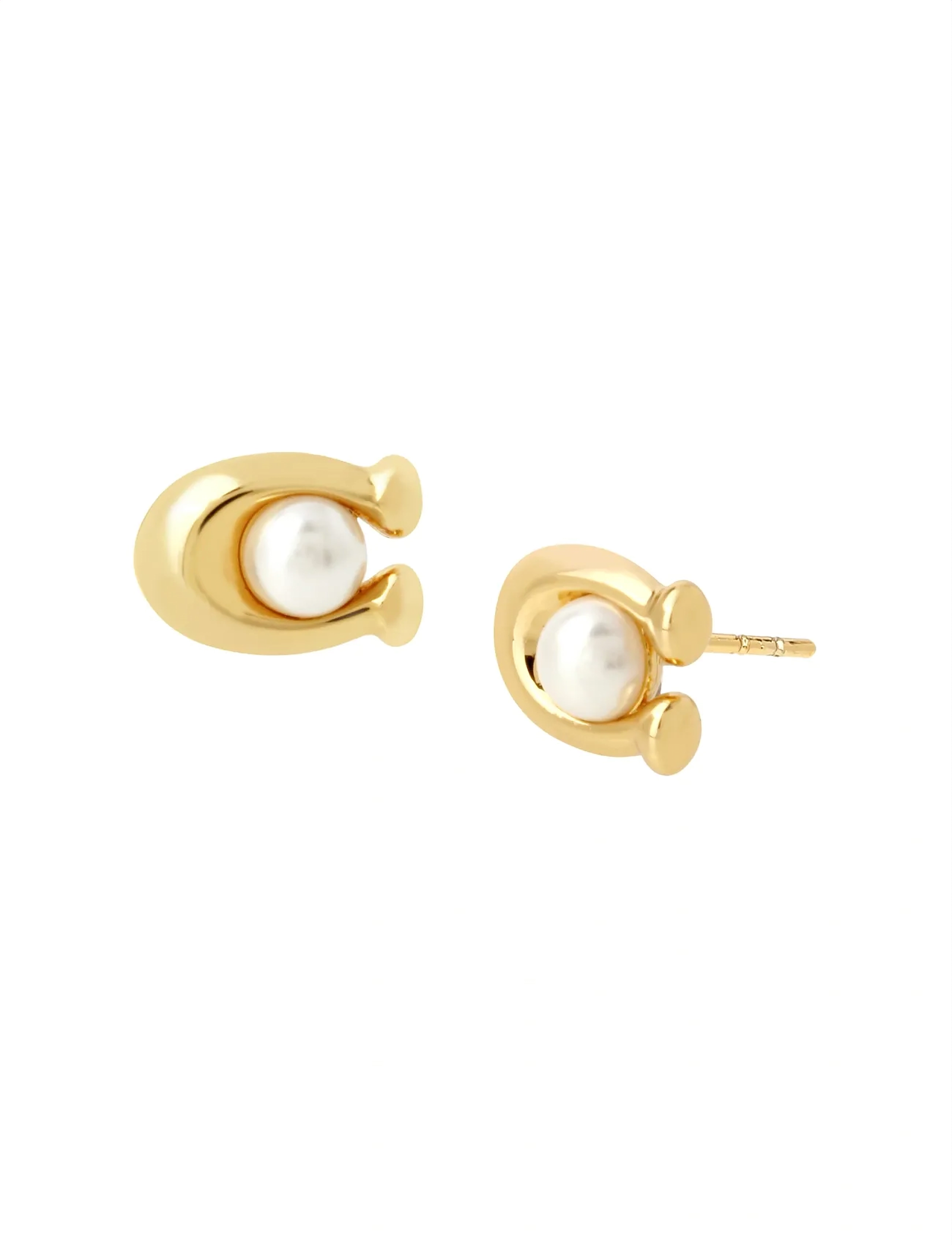 Coach Accessories - COACH Pearl Signature Stud Earrings - white/gold - 3