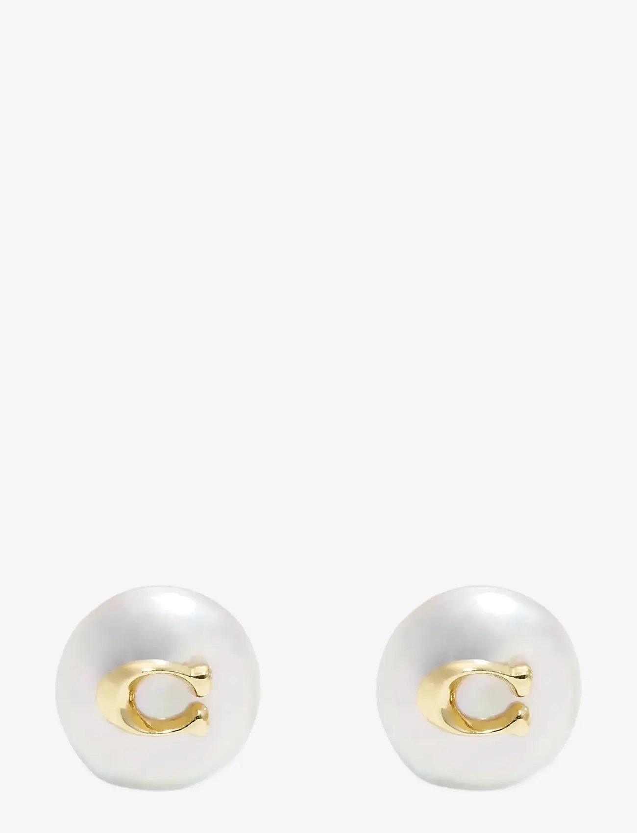 Coach Accessories - COACH Signature Coin Pearl Stud Earrings - pärlörhängen - pearl/gold - 1