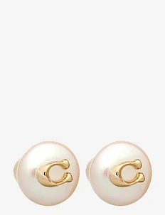 COACH Signature Coin Pearl Stud Earrings, Coach Accessories