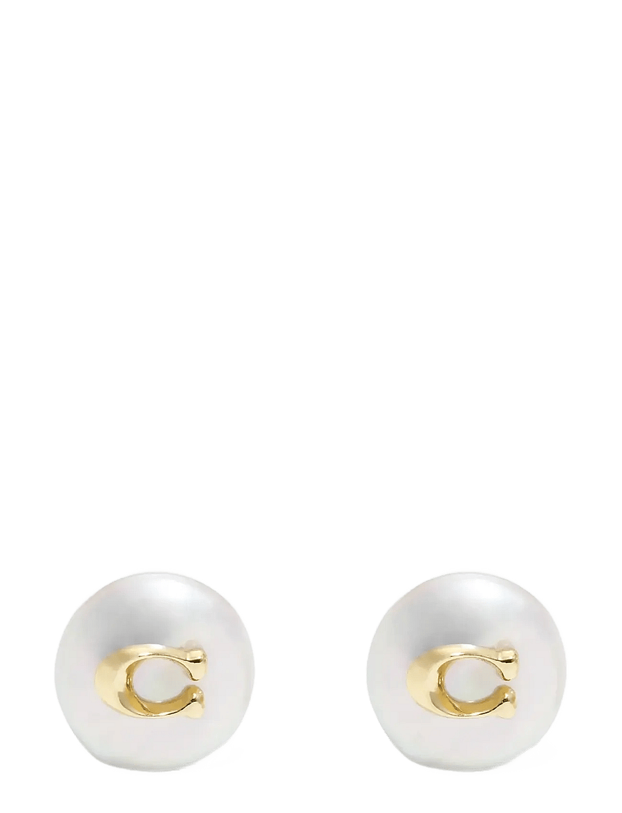 Coach Accessories - CO ER LOGO PRL STUD - naastkõrvarõngad - pearl/gold - 1