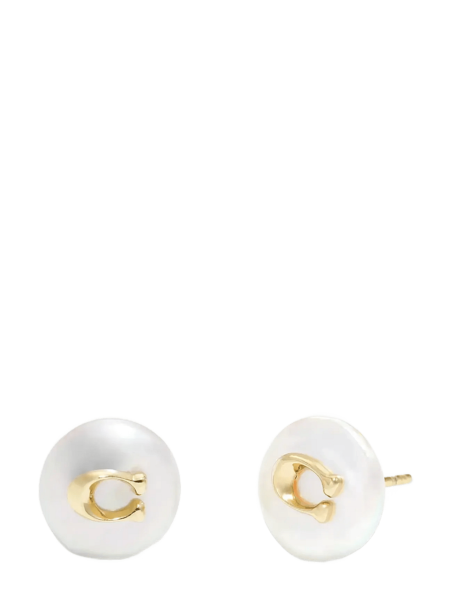 Coach Accessories - CO ER LOGO PRL STUD - naastkõrvarõngad - pearl/gold - 3