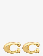 COACH Signature C Stud Earrings - SHINY GOLD
