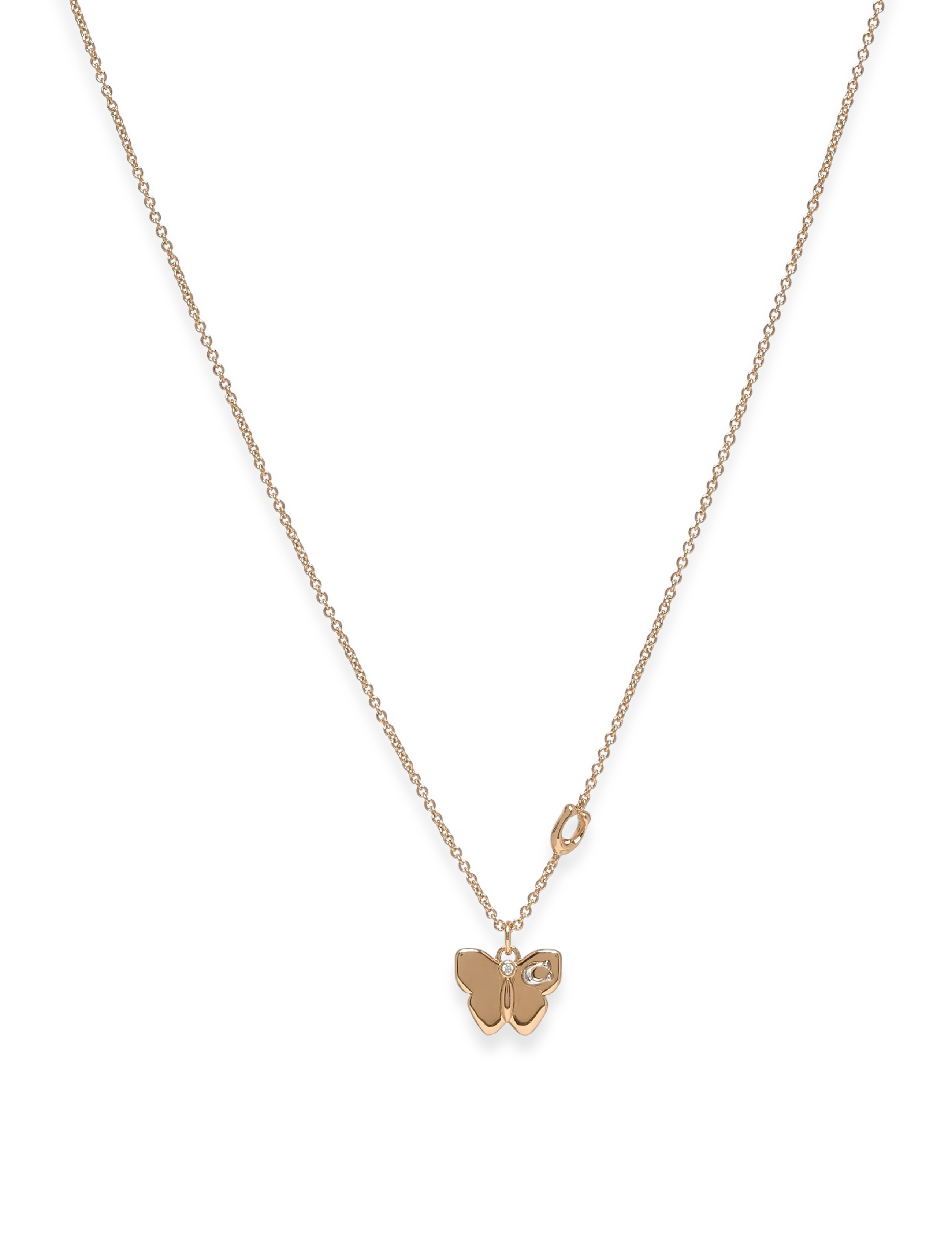 Coach Accessories CO NK METAL BTTRFLY SHRT PDNT - Accessories - CRYSTAL/RHODIUM / gold