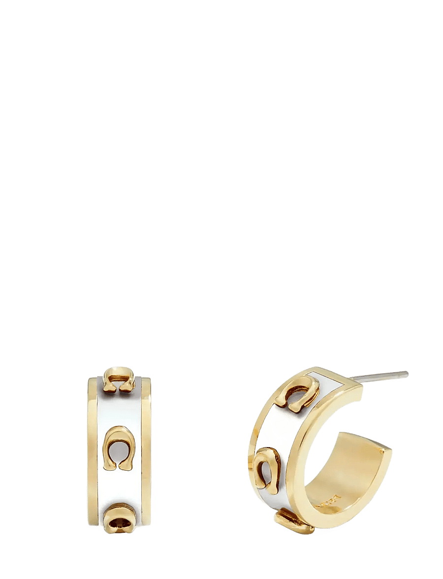 Coach Accessories - ENAMEL PEGGED C HOOP - kreolen - white/gold - 1