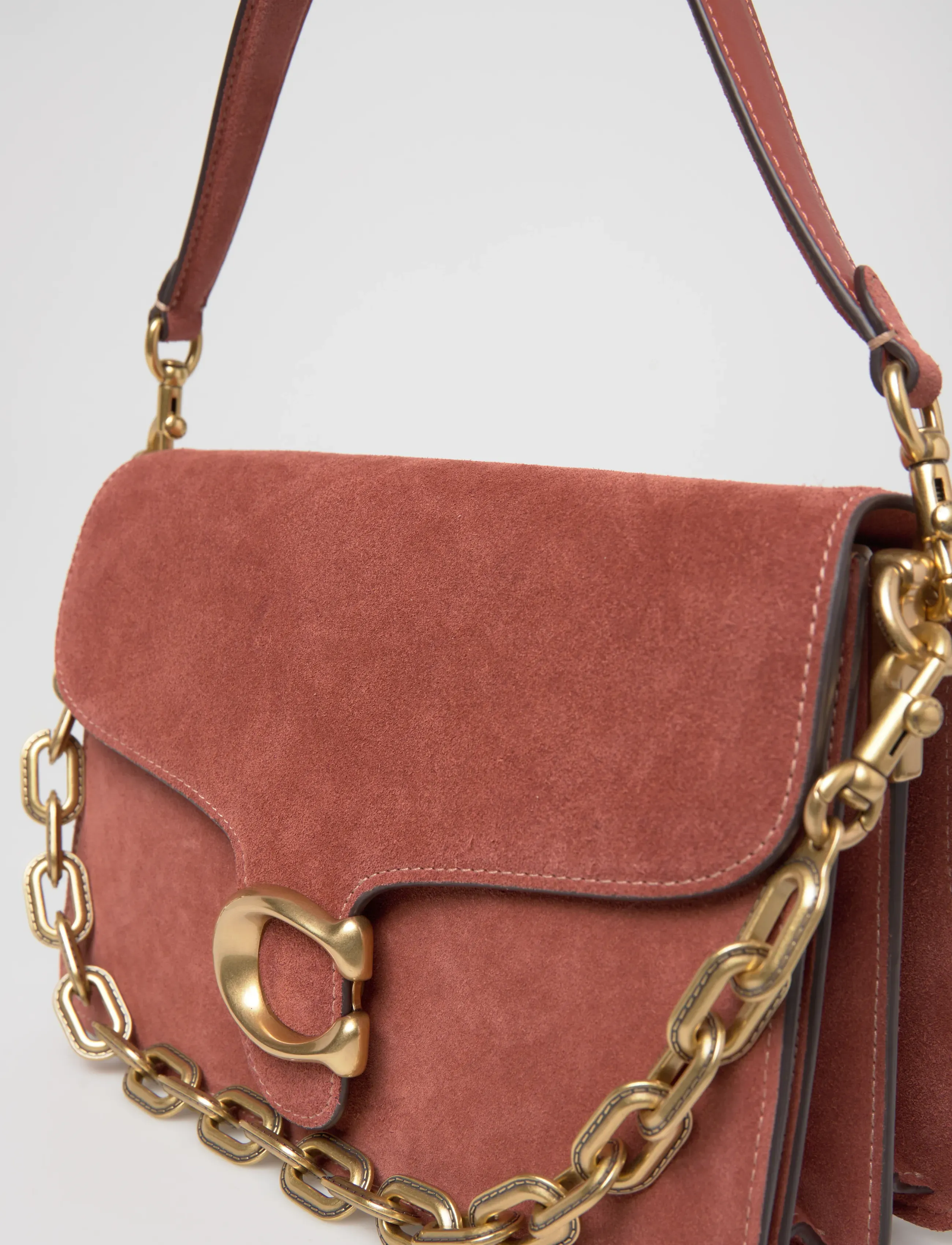 Coach - SUEDE CHAIN TABBY SHOULDER BAG WITH CHAIN - shoulder bags - b4/clay - 3