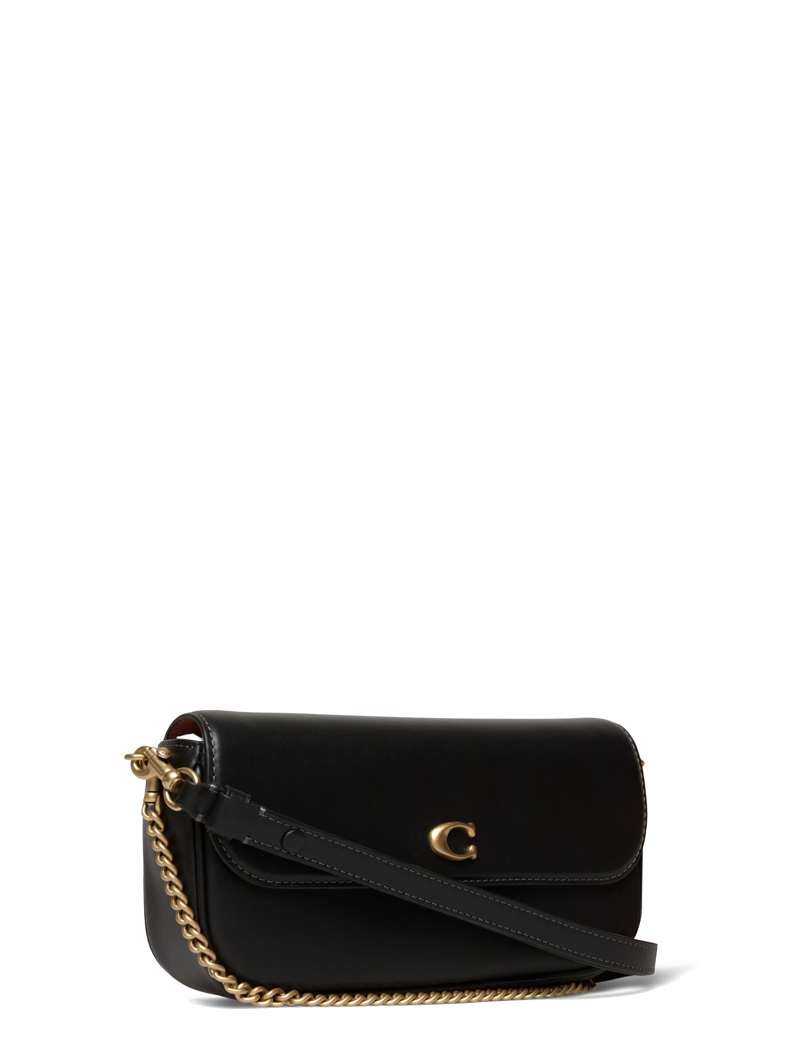 Coach - Refined Calf Leather Brook Flap Chain Bag - everyday style - b4/black - 2