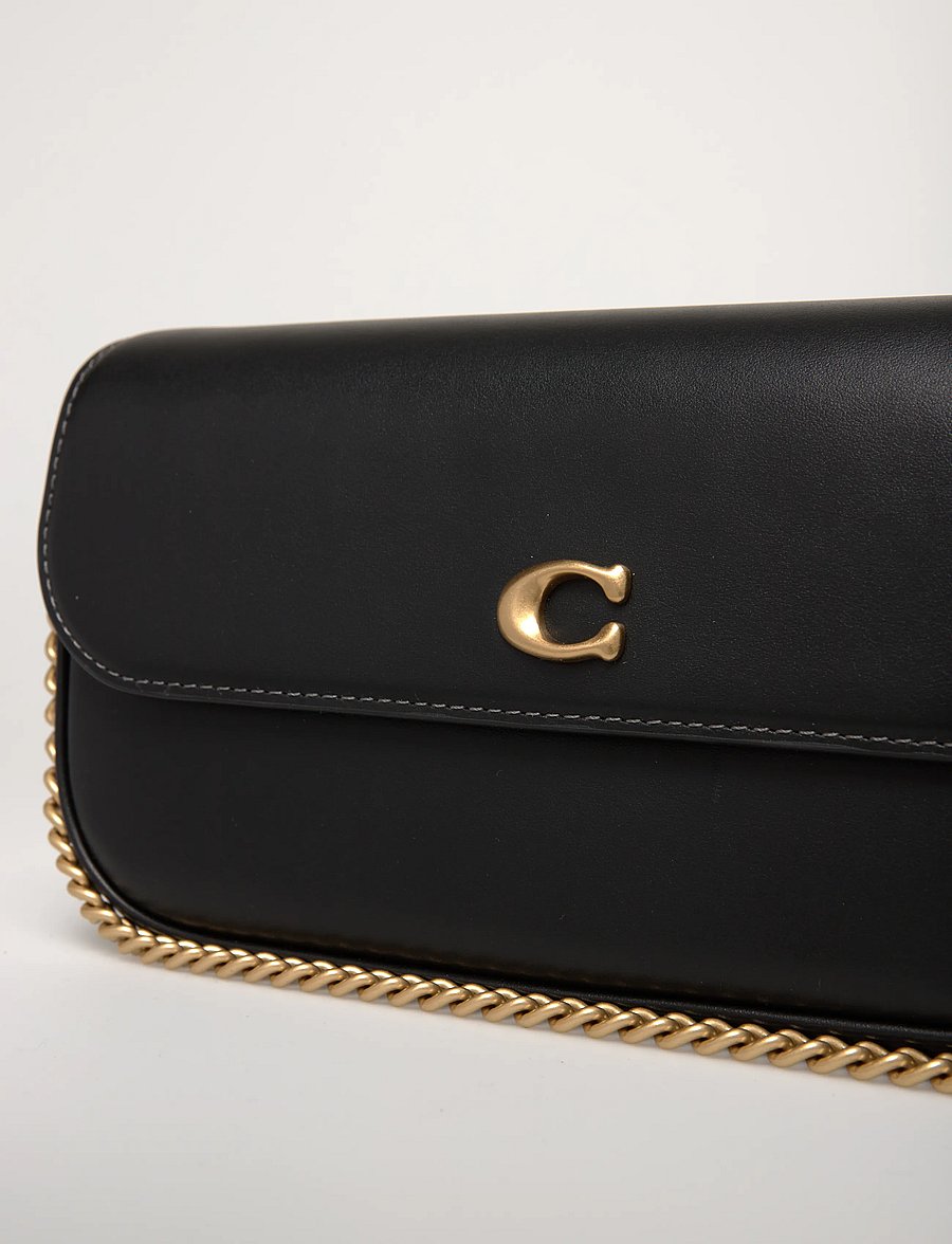 Coach - Refined Calf Leather Brook Flap Chain Bag - everyday style - b4/black - 3