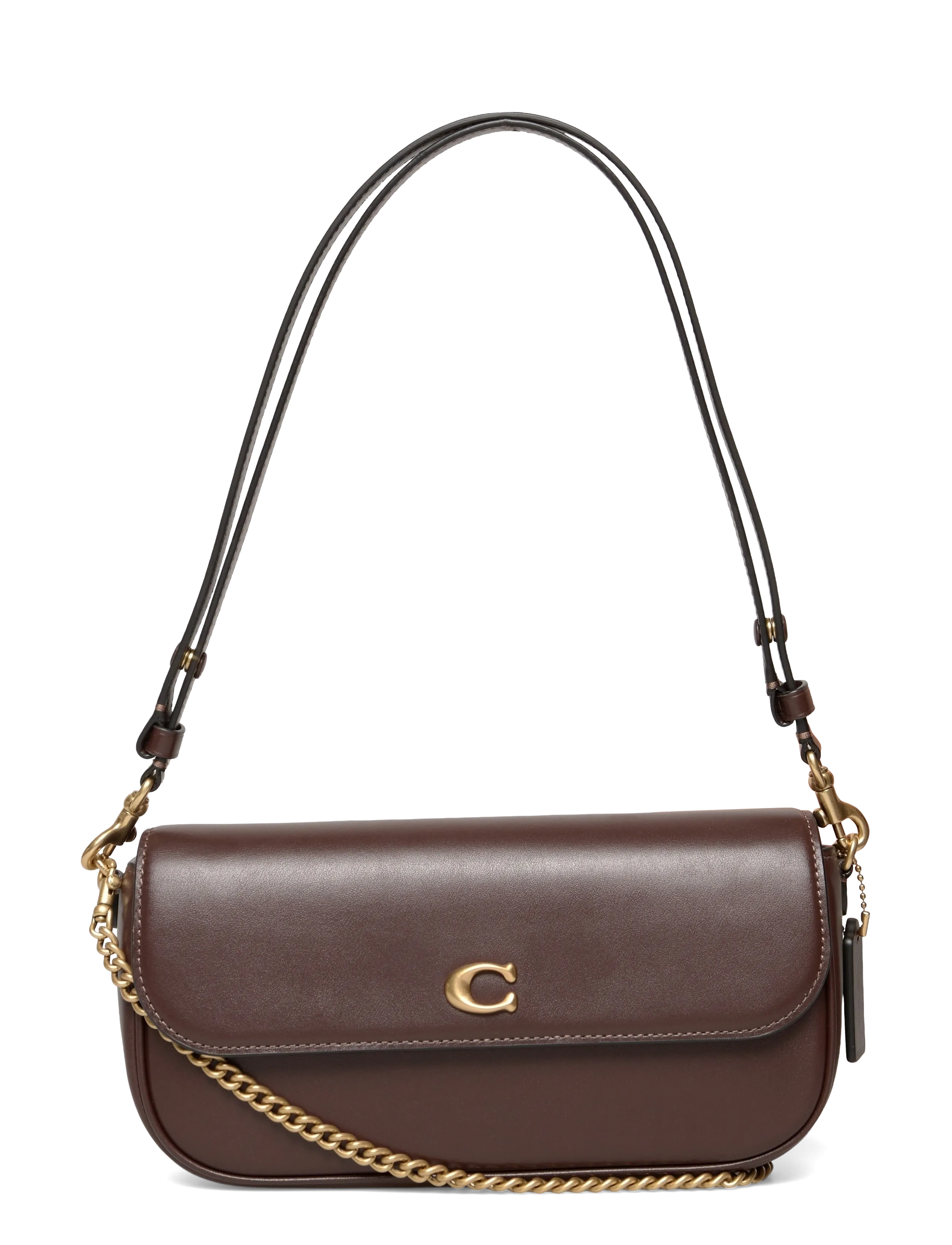 Coach Refined Calf Leather Brook Flap Chain Bag, One Size, Brown, Designere > Crossbody-Tasker, Dame