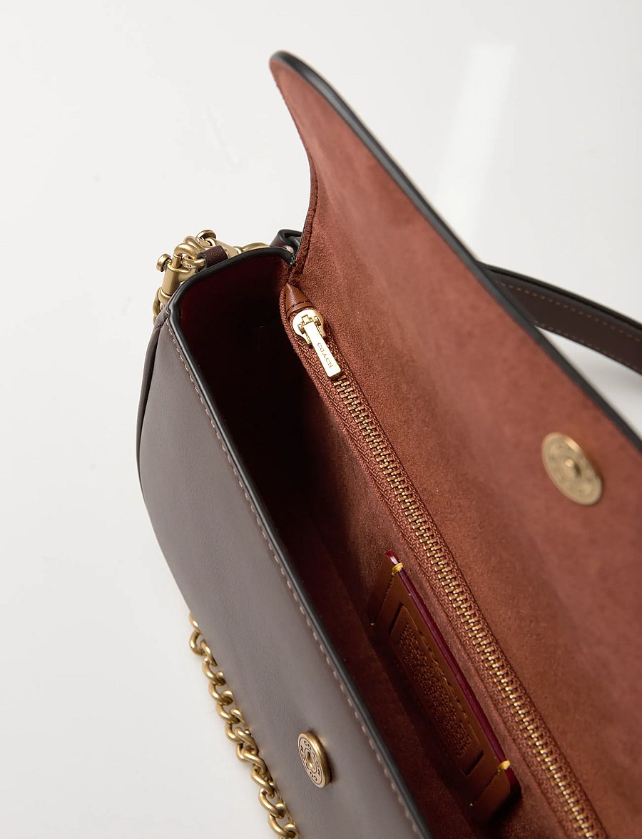 Coach - Refined Calf Leather Brook Flap Chain Bag - everyday style - b4/maple - 4