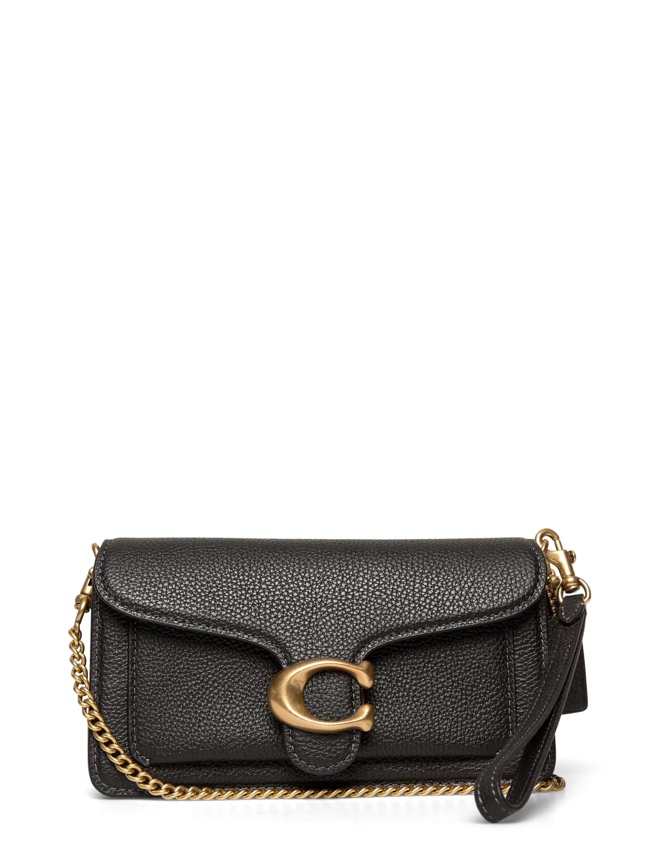 Coach POLISHED PEBBLED LEATHER TABBY CHAIN CROSSBODY 19 - Tasker - B4/BLACK / black