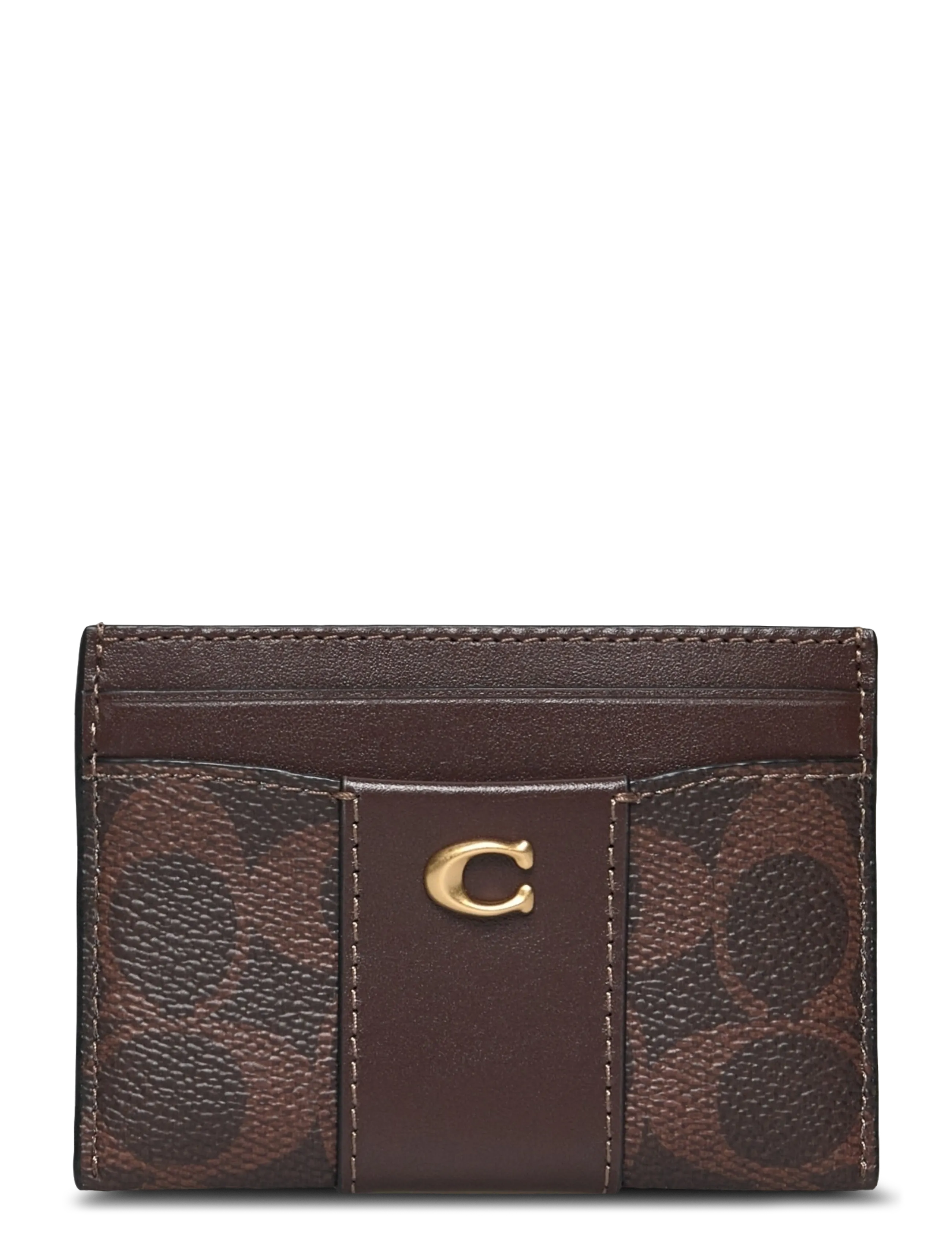Coach Coated Canvas Signature Essential Card Case, Kvinder, Signatur Kortholder, Brun, Str: ONE SIZE