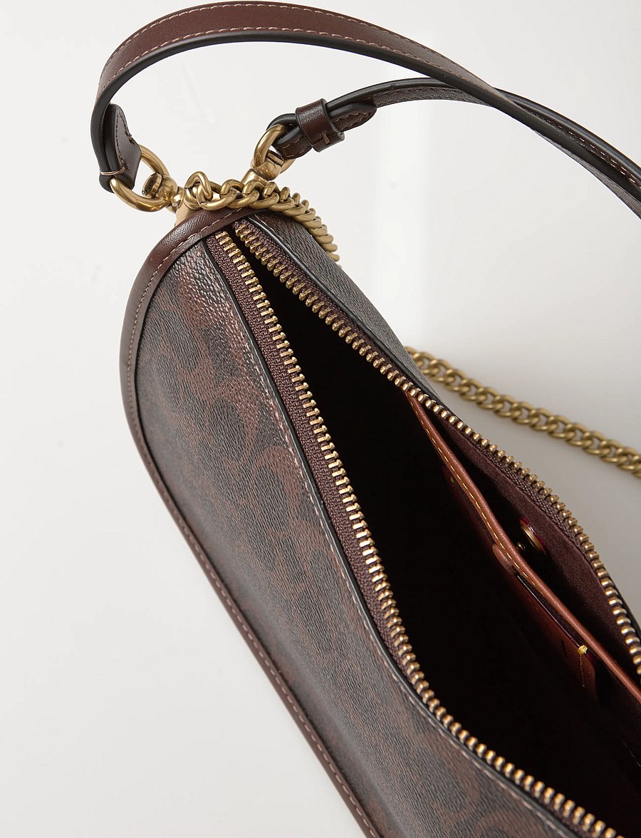 Coach - Coated Canvas Signature Waverly Bag - Õlakotid - b4/maple maple - 4