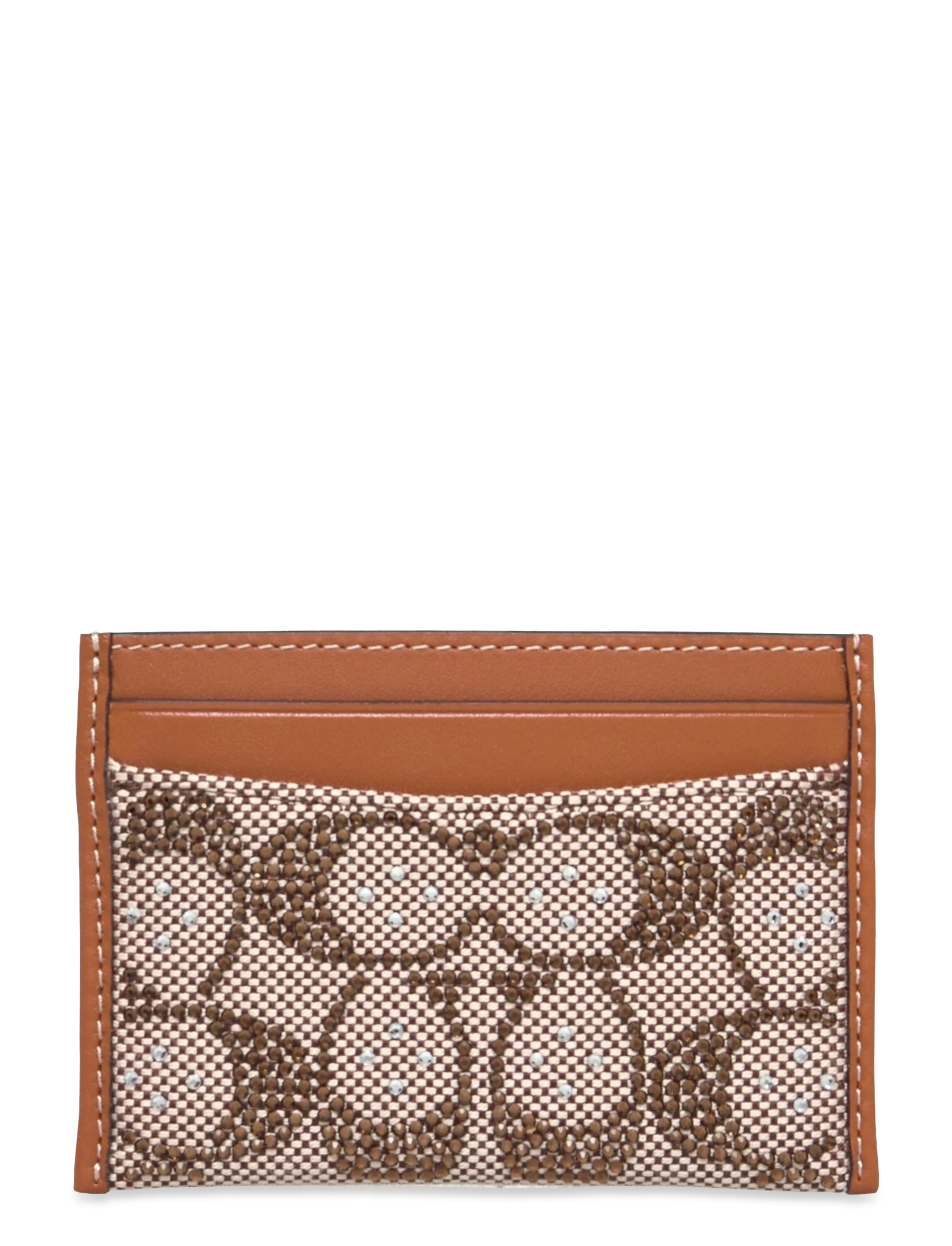 Coach Essential Card Case In Crystal Signature Jacquard -  - LH/BURNISHED AMBER / brown