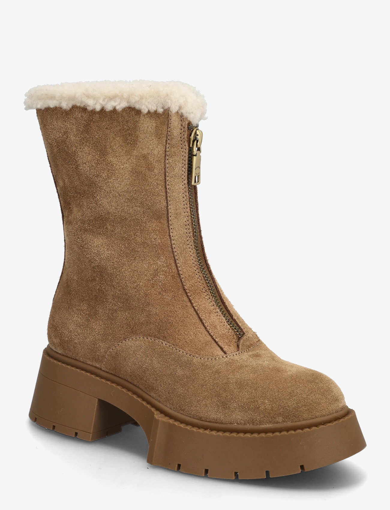 Coach - LEAH PLATFORM SHEARLING ZIP BOOTIE - stövletter - coconut/natural - 0