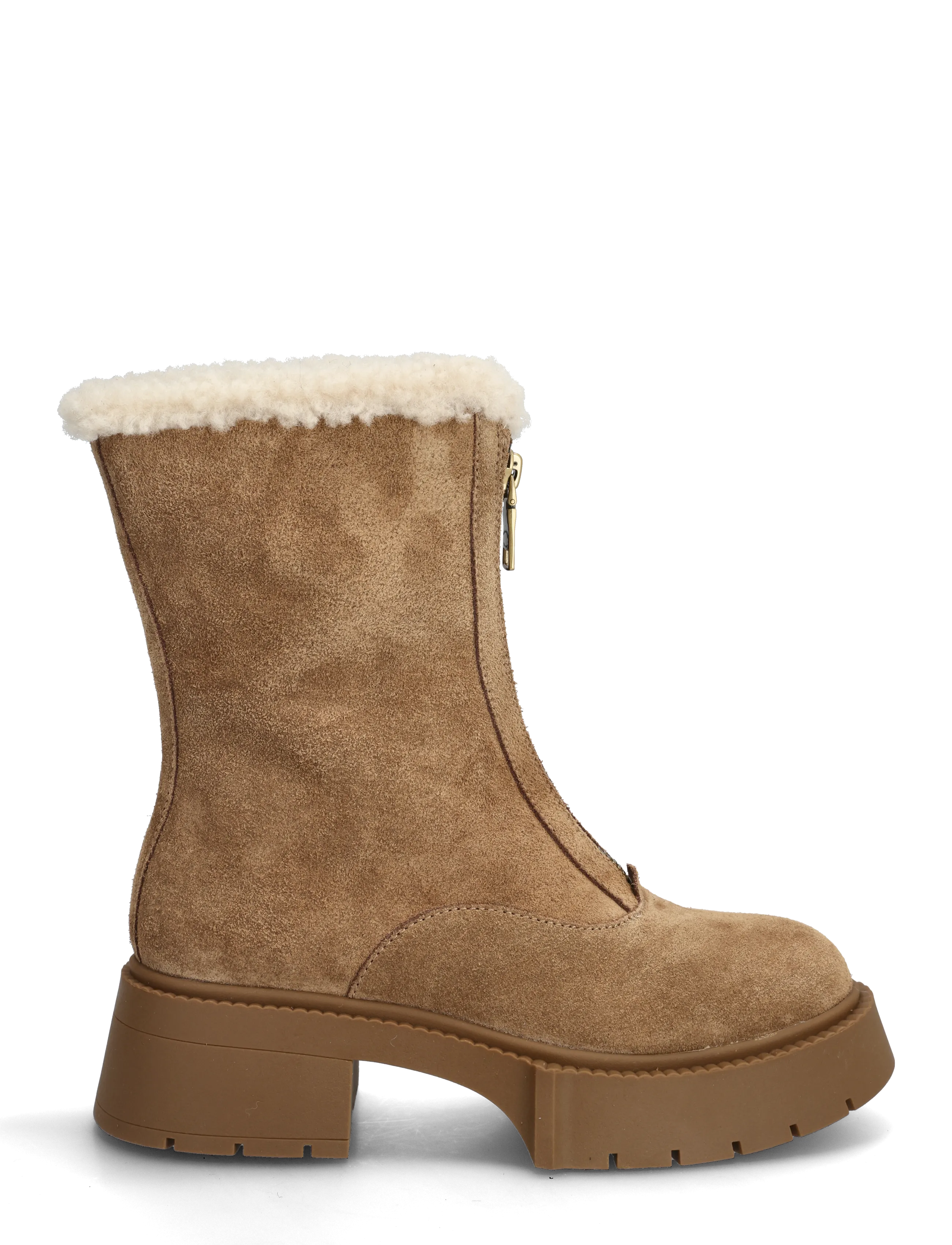 Coach - LEAH PLATFORM SHEARLING ZIP BOOTIE - heeled ankle boots - coconut/natural - 1
