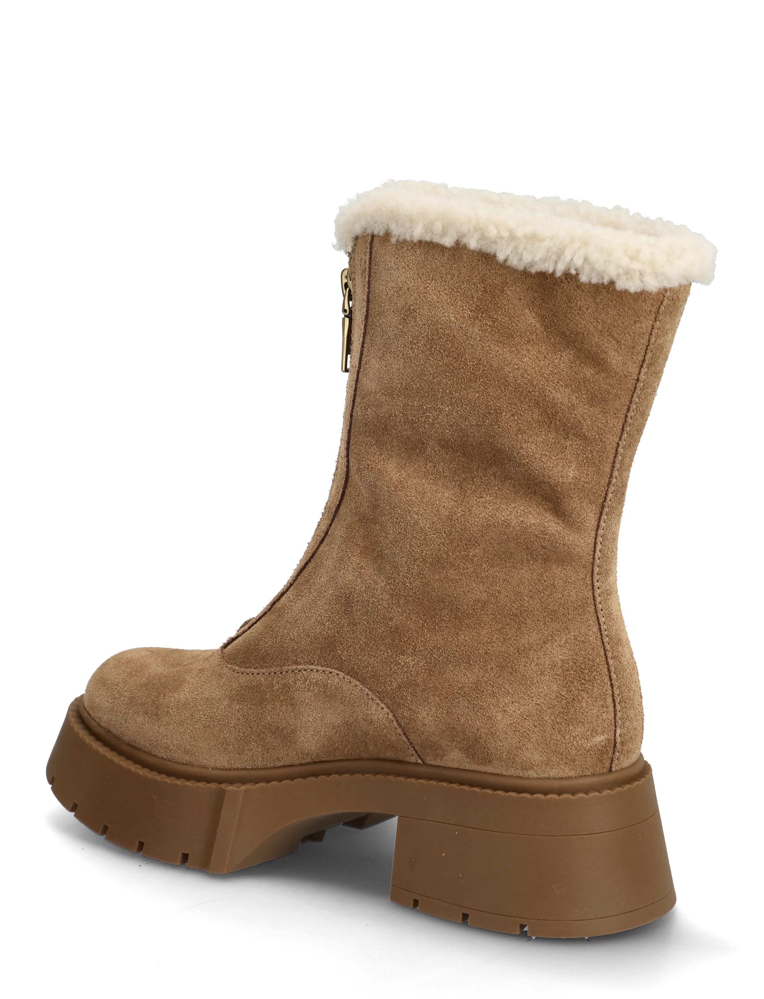 Coach - LEAH PLATFORM SHEARLING ZIP BOOTIE - heeled ankle boots - coconut/natural - 2