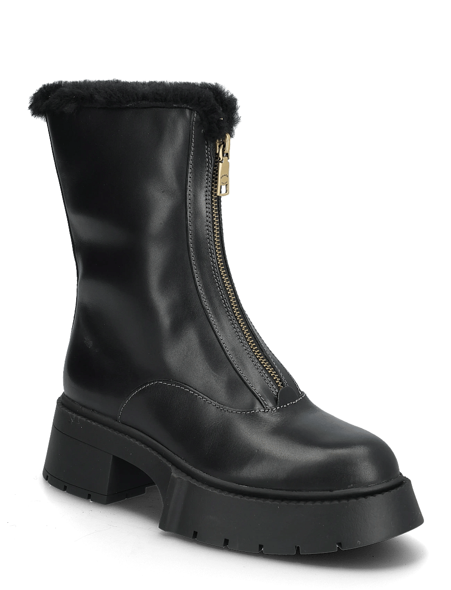 Coach - LEAH PLATFORM SHEARLING ZIP BOOTIE - støvletter - black - 0