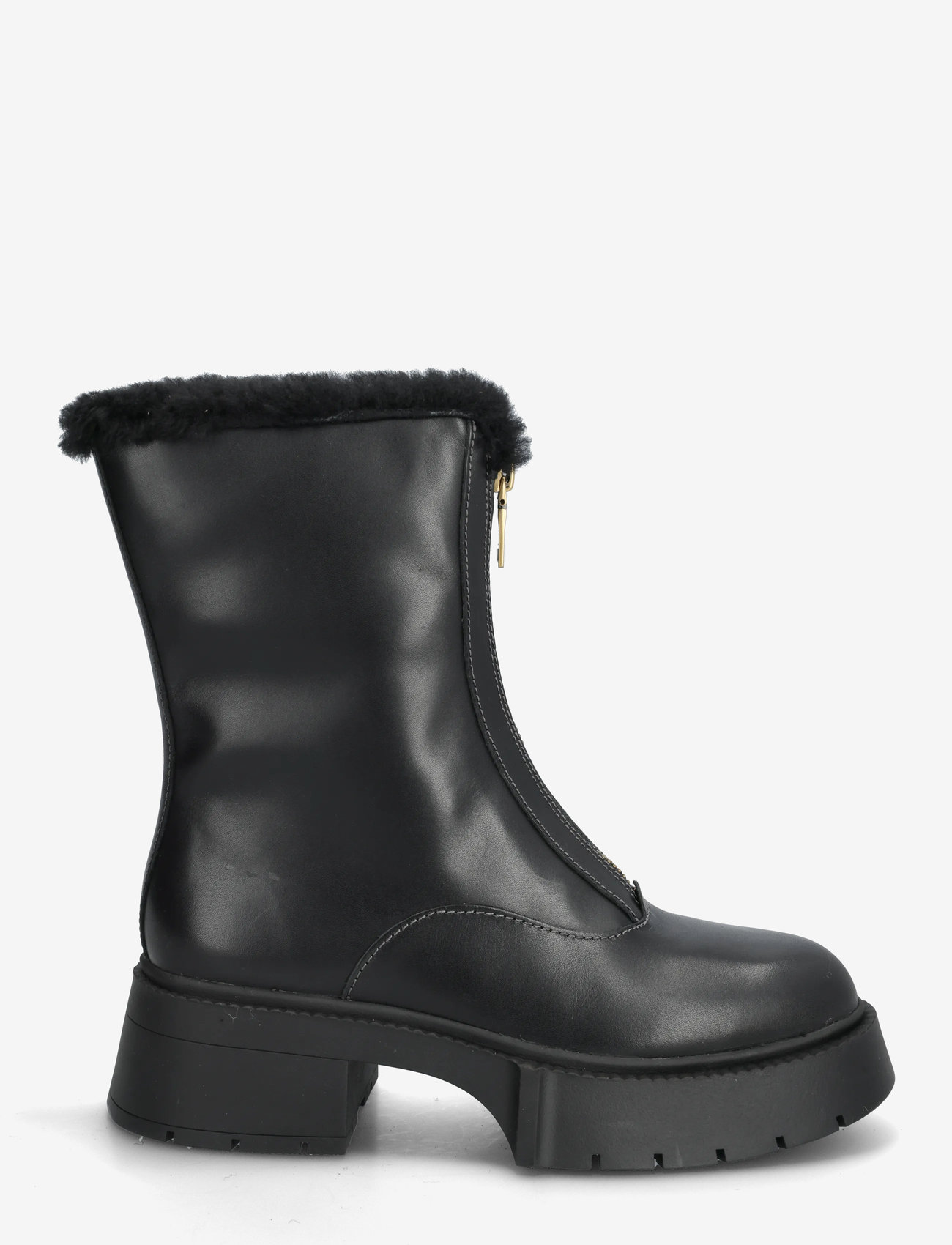 Coach - LEAH PLATFORM SHEARLING ZIP BOOTIE - stiefeletten mit absatz - black - 1