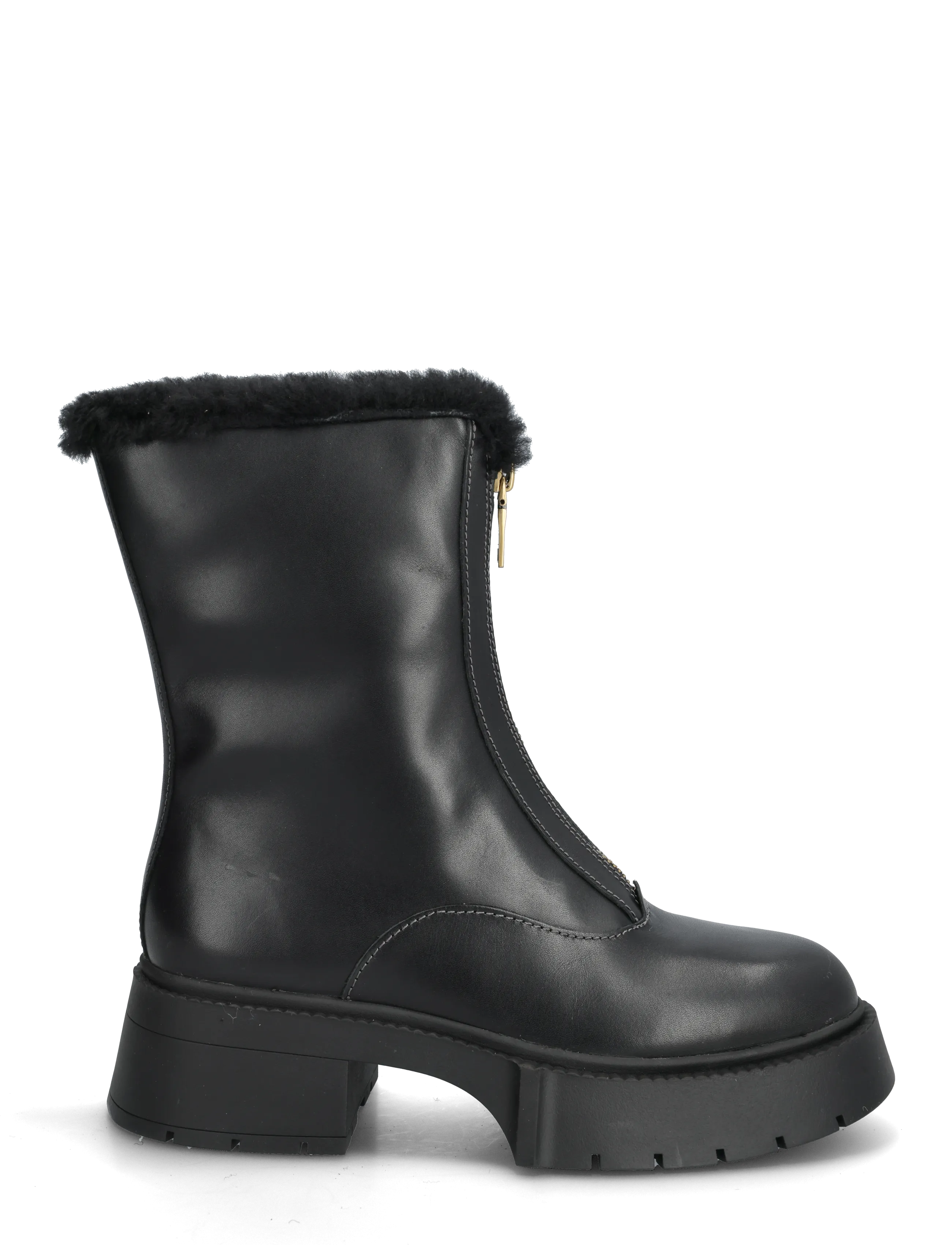Coach - LEAH PLATFORM SHEARLING ZIP BOOTIE - stiefeletten mit absatz - black - 1