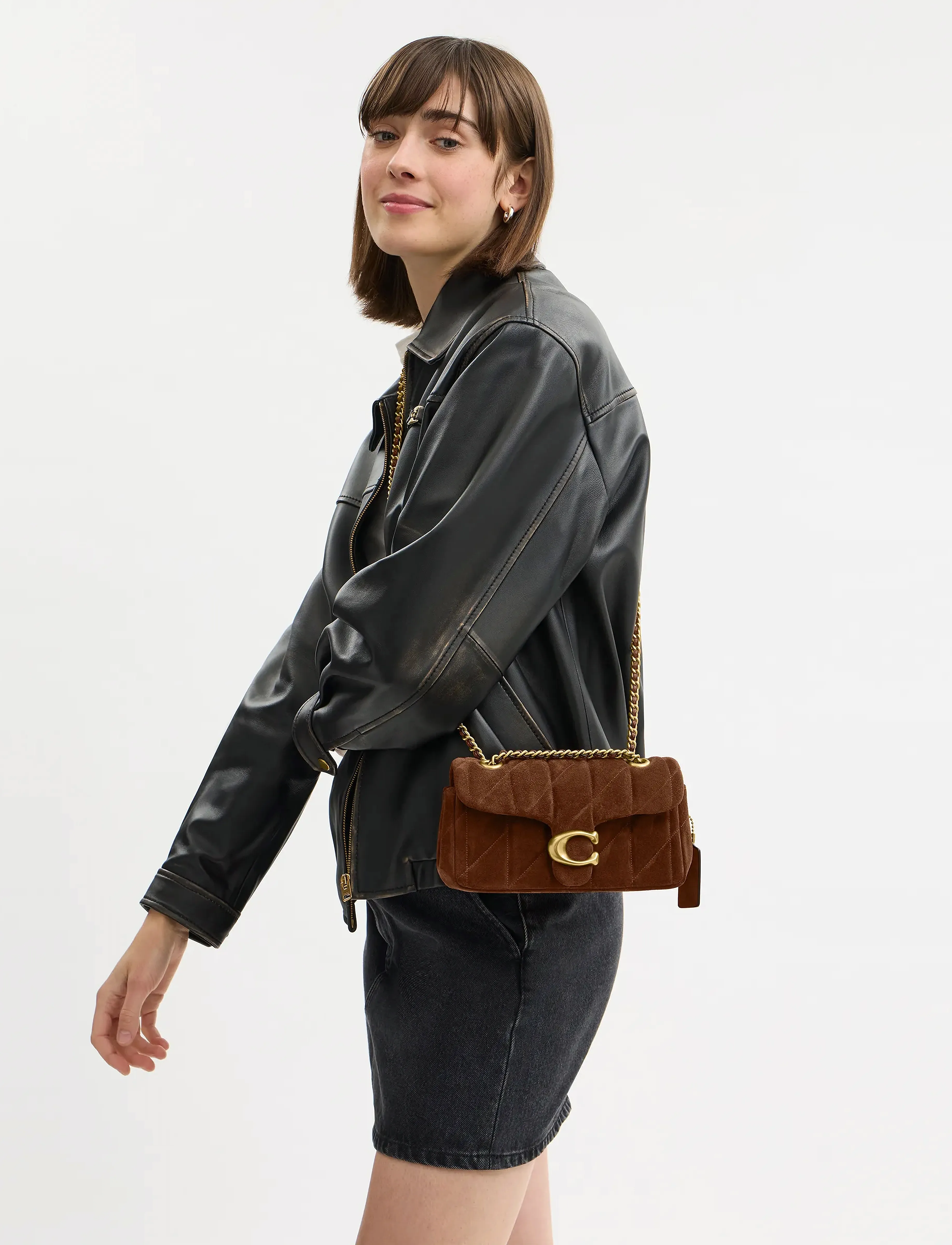 Coach Quilted Suede Tabby Shoulder Bag 20 With Chain, One Size, Bags, Braun - Small Bags-crossbody Frauen