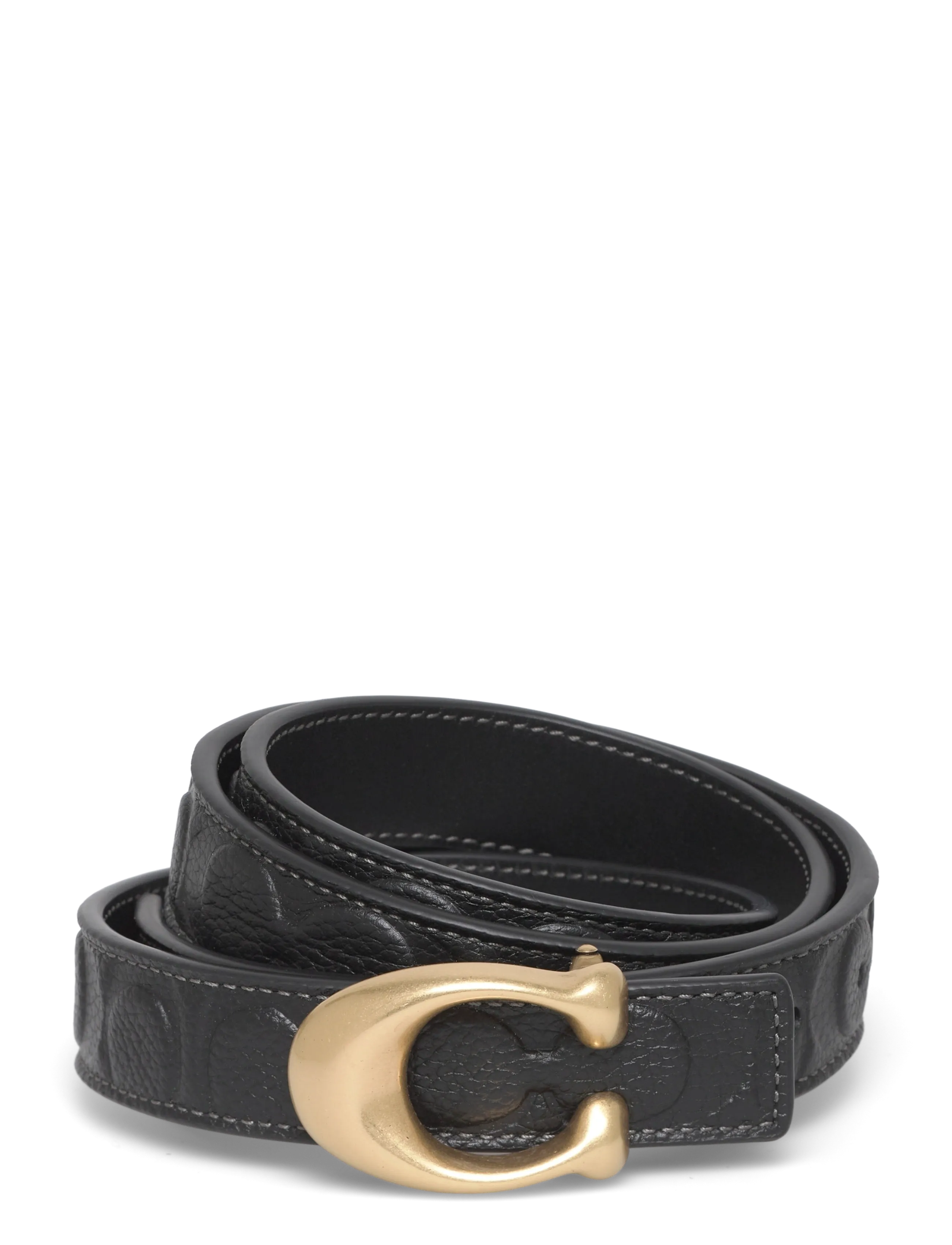 Coach 25Mm Sculpted C Embossed Belt, S, Belts, Schwarz - Braided Frauen