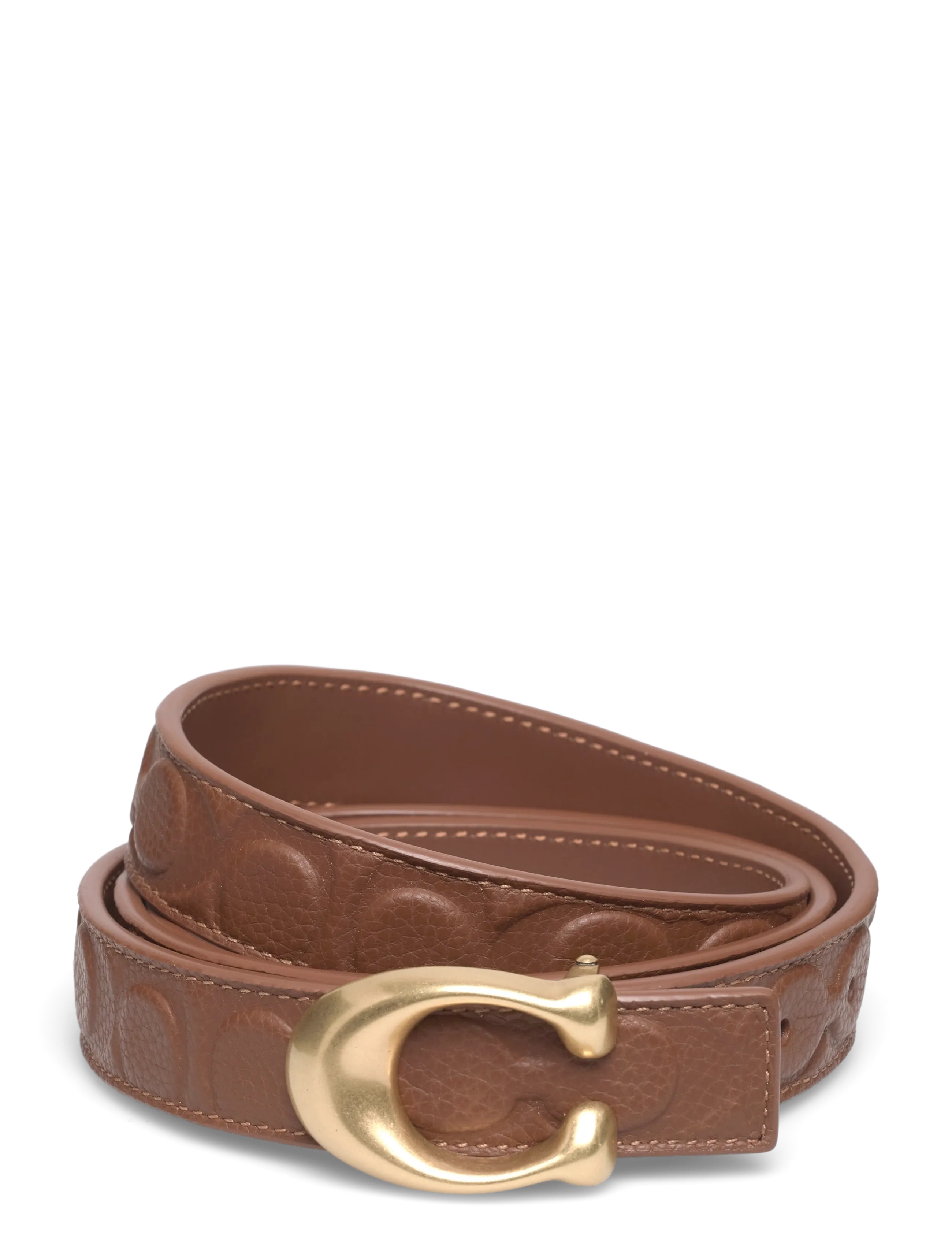 Coach 25Mm Sculpted C Embossed Belt, S, Belts, Braun - Braided Frauen