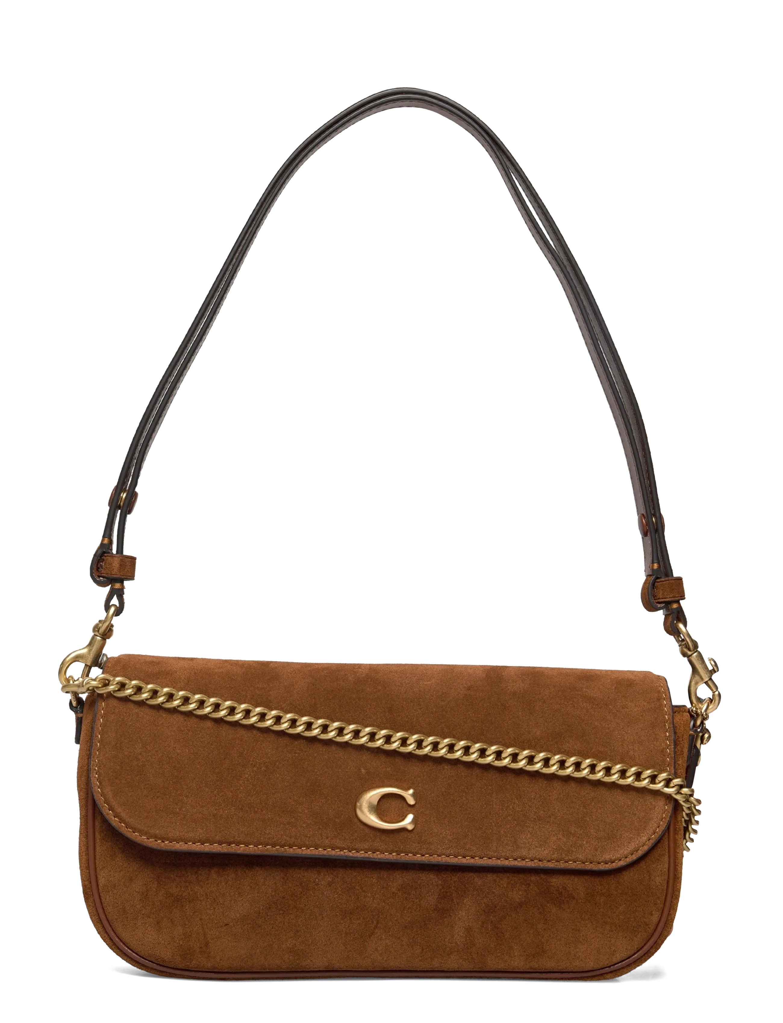 Coach Suede Brook Flap Chain Bag, One Size, Designer, Braun - Small Shoulder Bags-crossbody Bags, Frauen