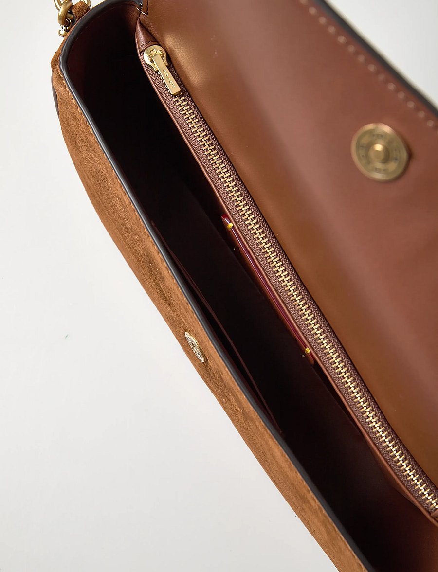 Coach - Suede Brook Flap Chain Bag - hverdags stil - b4/warm brown - 4