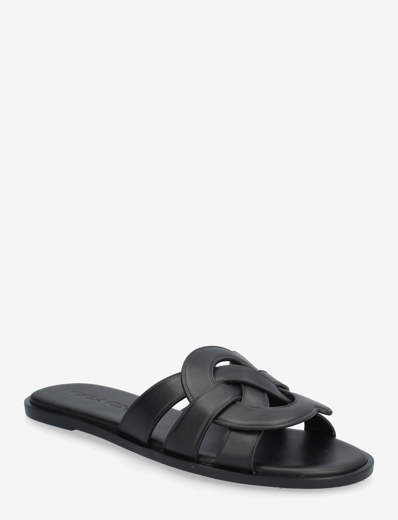 Coach - lena leather slide sandal - flache sandalen - black - 0