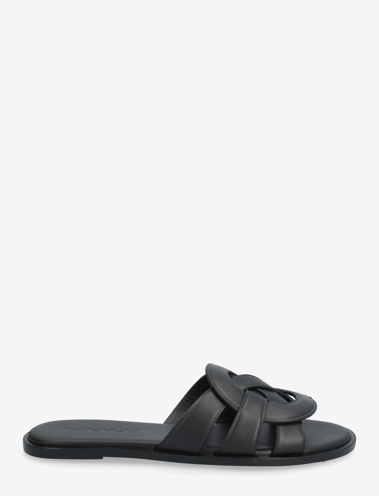 Coach - lena leather slide sandal - flache sandalen - black - 1