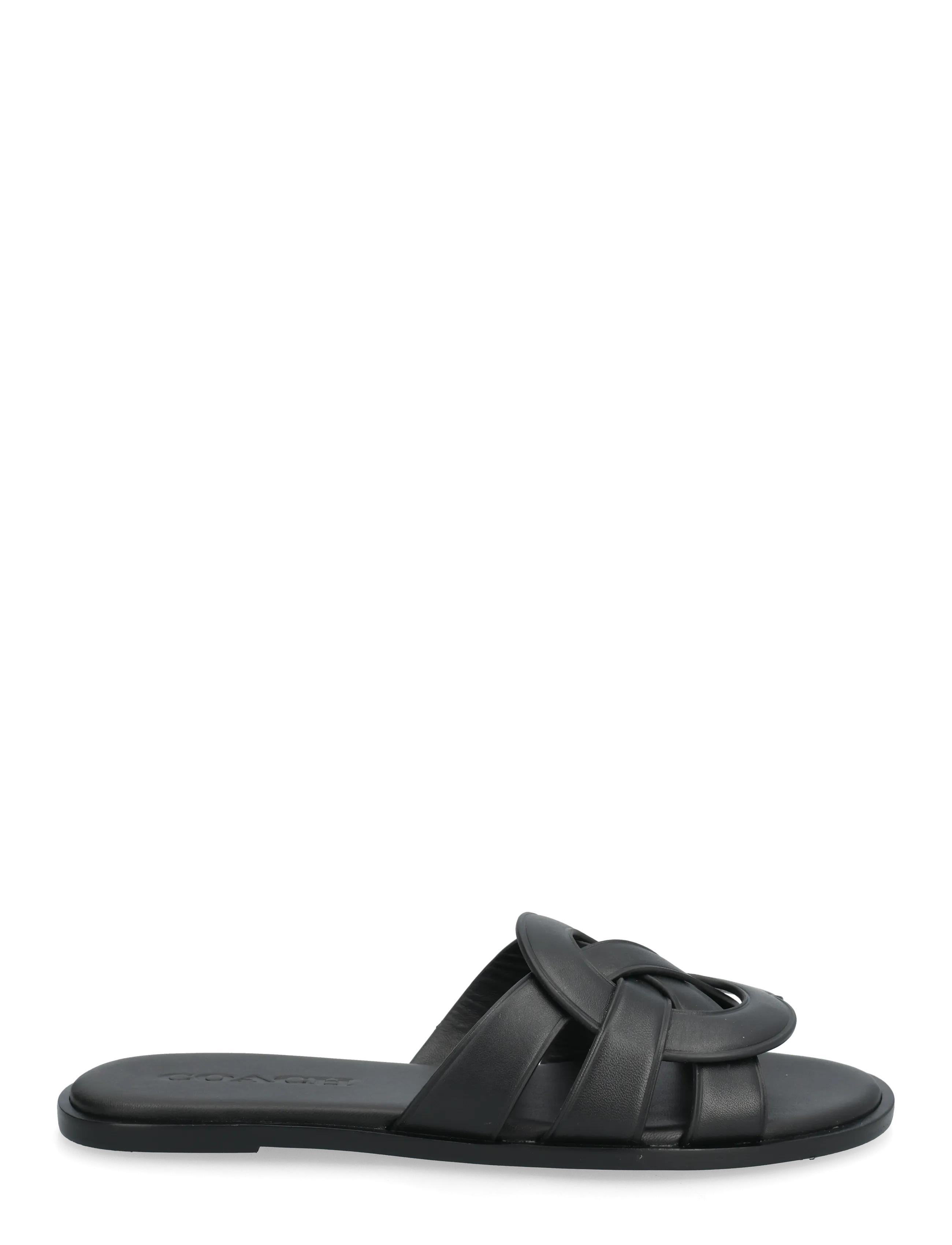 Coach - lena leather slide sandal - platta sandaler - black - 1