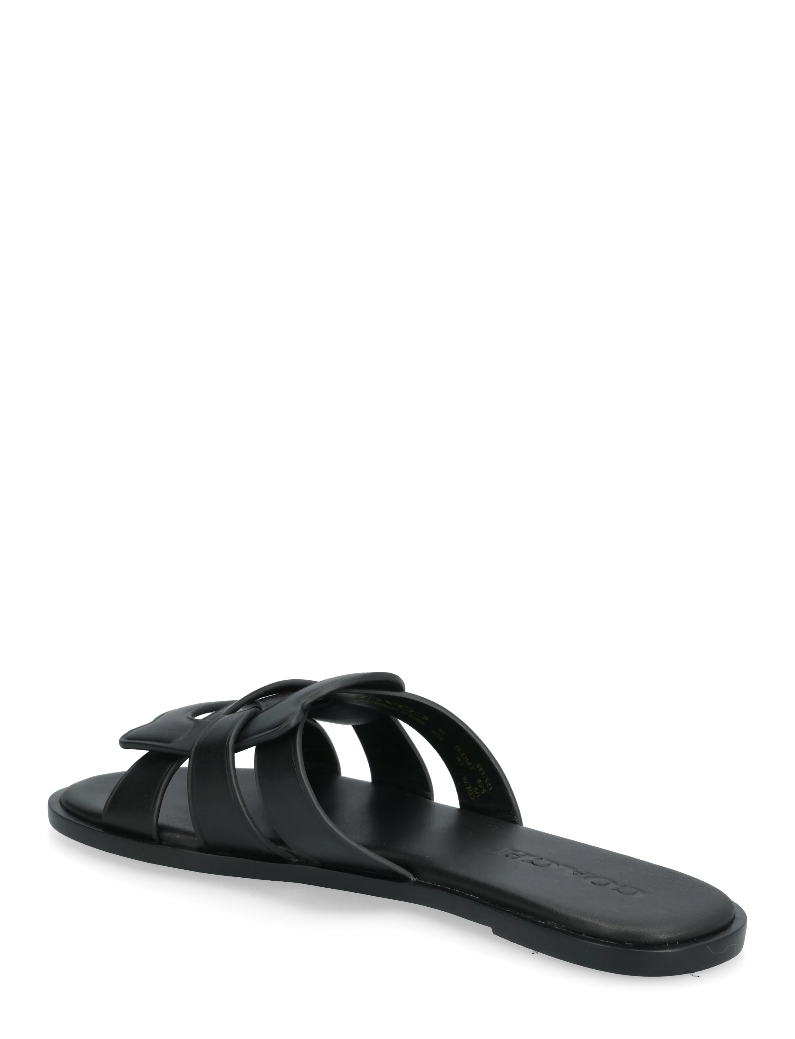 Coach - lena leather slide sandal - platta sandaler - black - 2
