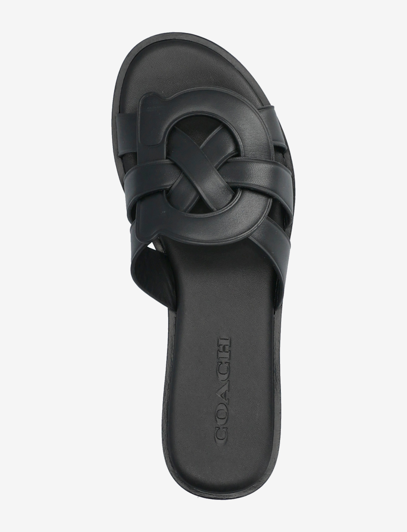 Coach - lena leather slide sandal - flache sandalen - black - 3