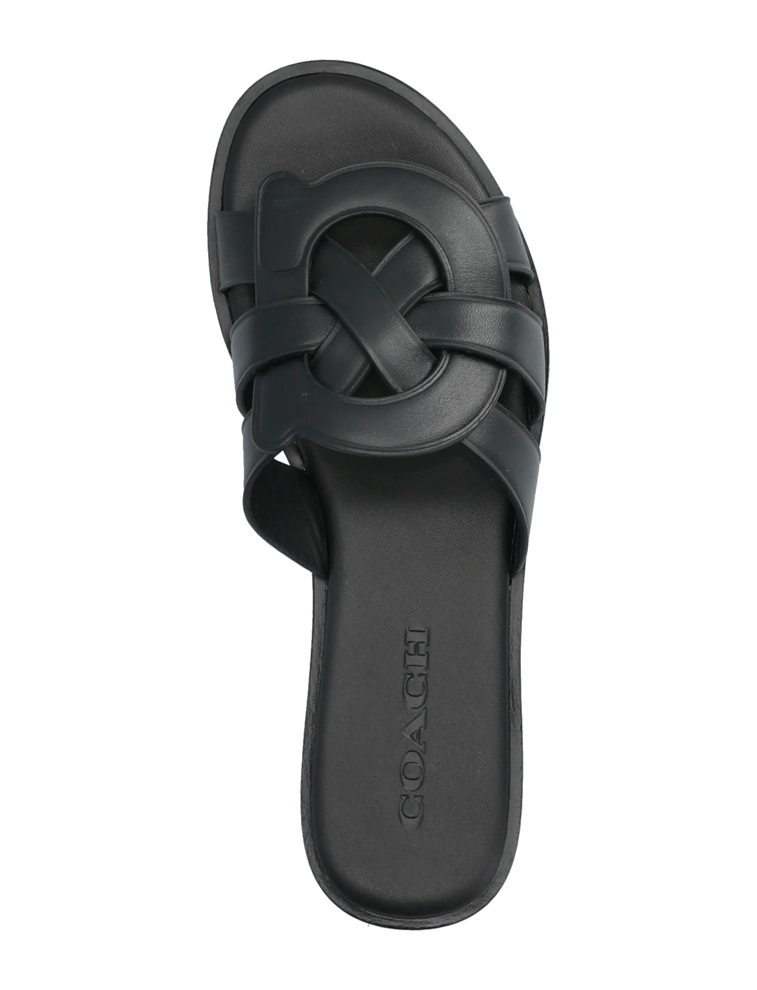 Coach - lena leather slide sandal - platta sandaler - black - 3