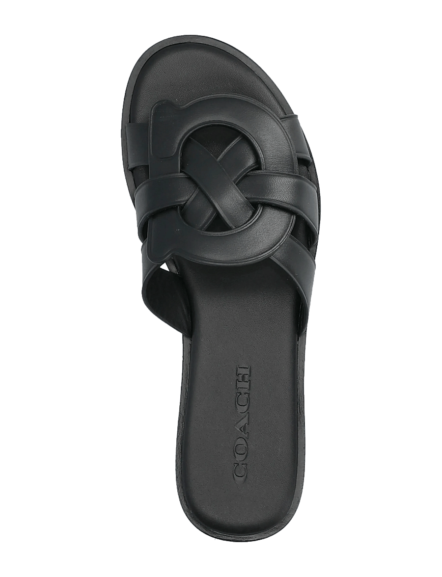 Coach - lena leather slide sandal - madalad sandaalid - black - 3