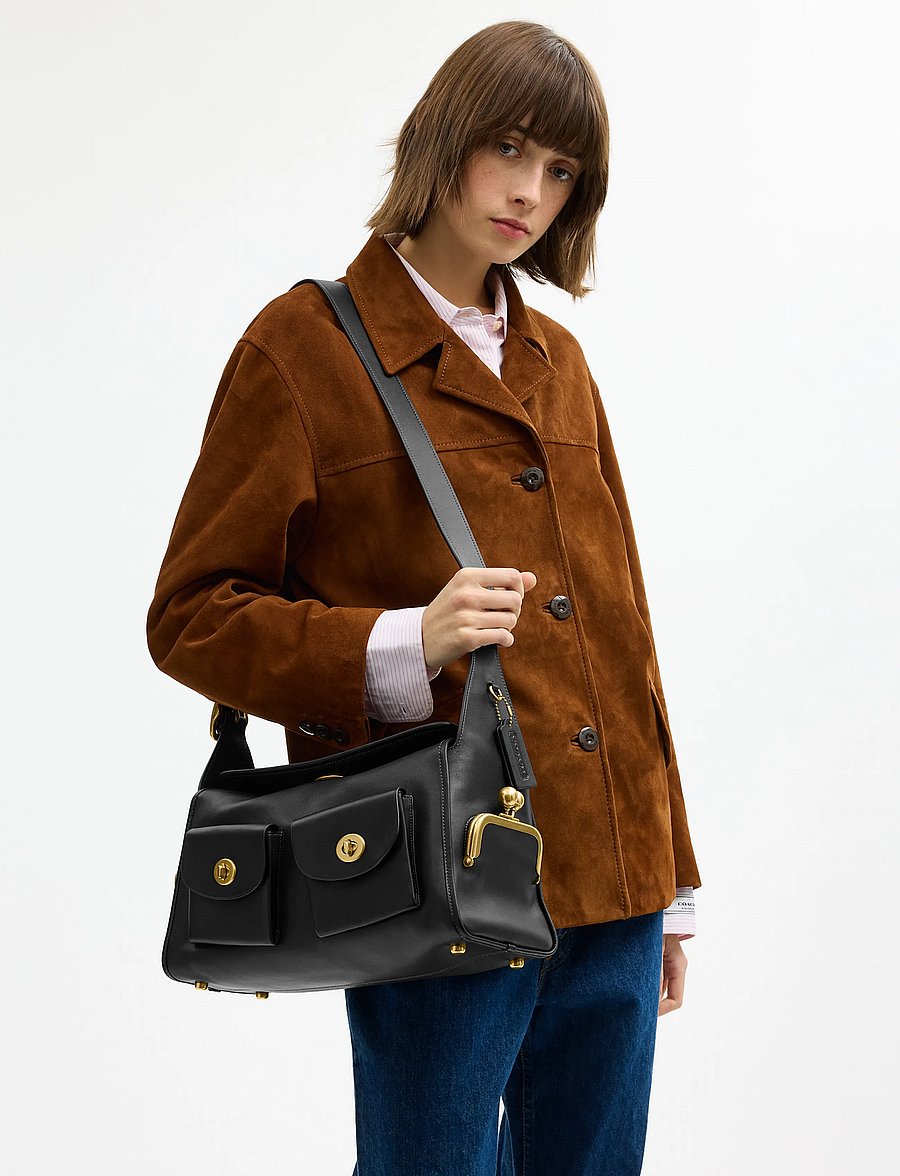Coach - The Coach Originals Natural Grain Leather Turnlock Haversack Bag - crossbody bags - b4/black - 5