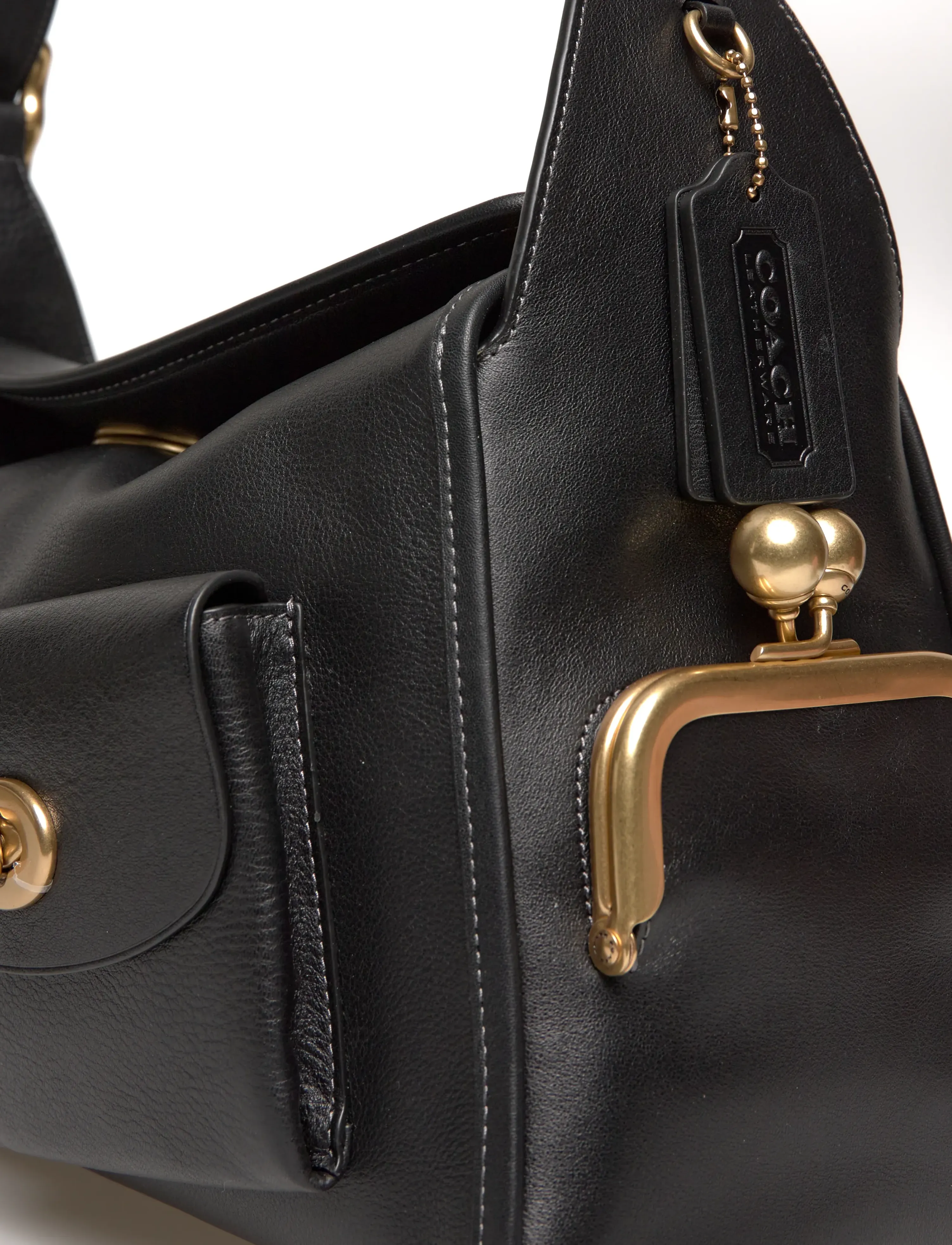 Coach - The Coach Originals Natural Grain Leather Turnlock Haversack Bag - everyday style - b4/black - 3