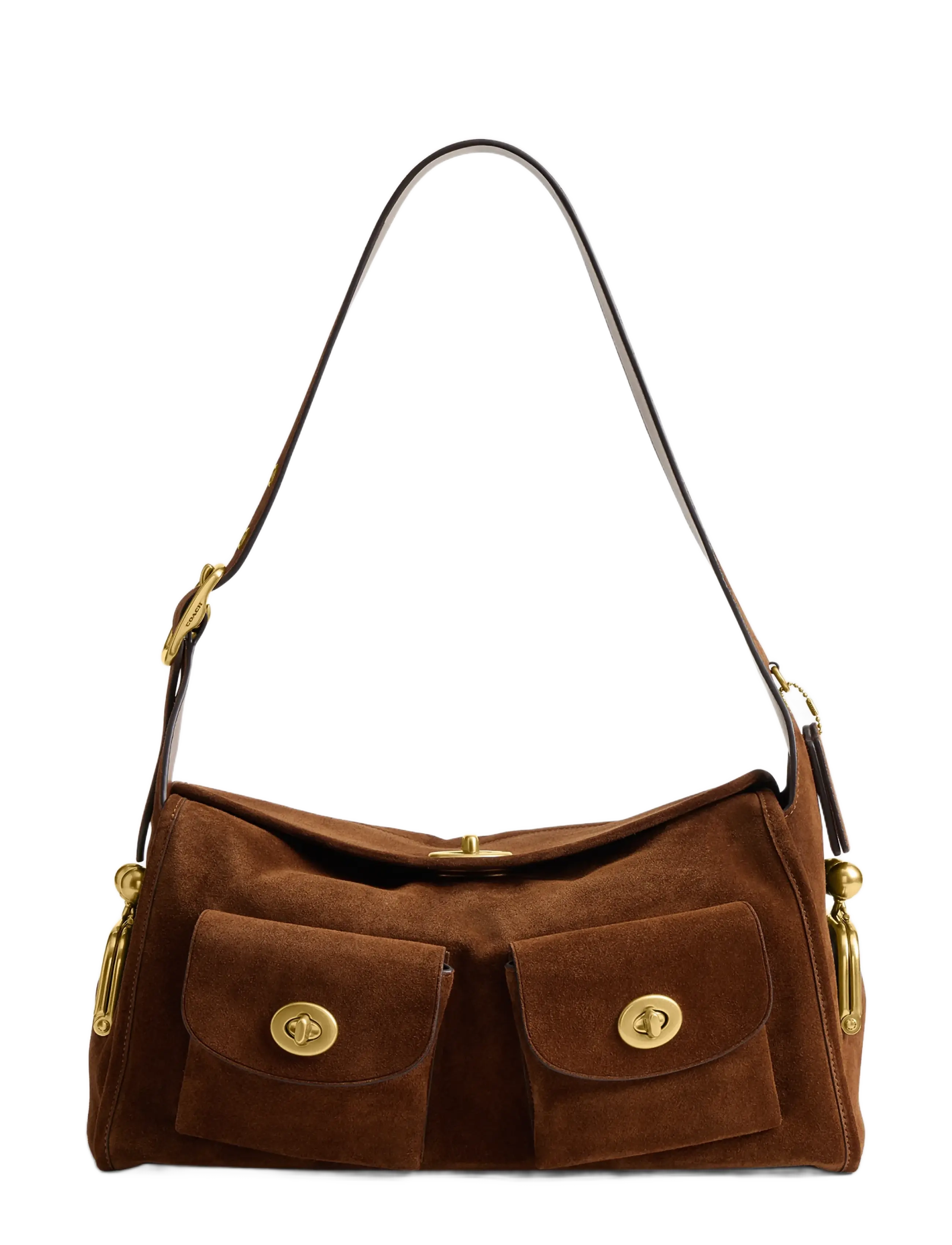 Coach The Coach Originals Suede Turnlock Haversack Bag - Shoulder Bags - B4/WARM BROWN / brown