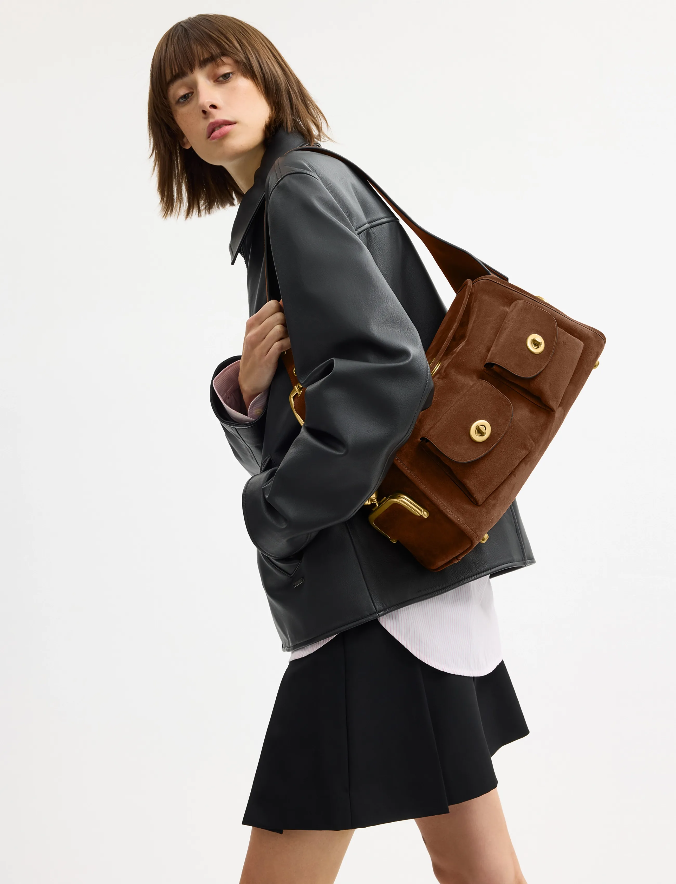 The Coach Originals Suede Turnlock Haversack Bag