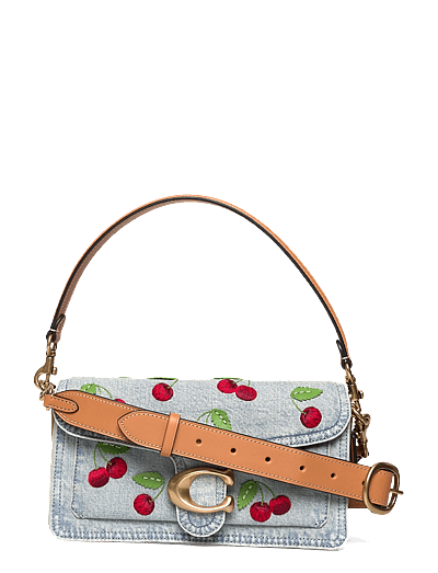 Cherry Embroidered Denim Tabby Shoulder Bag 26 - Skuldertasker