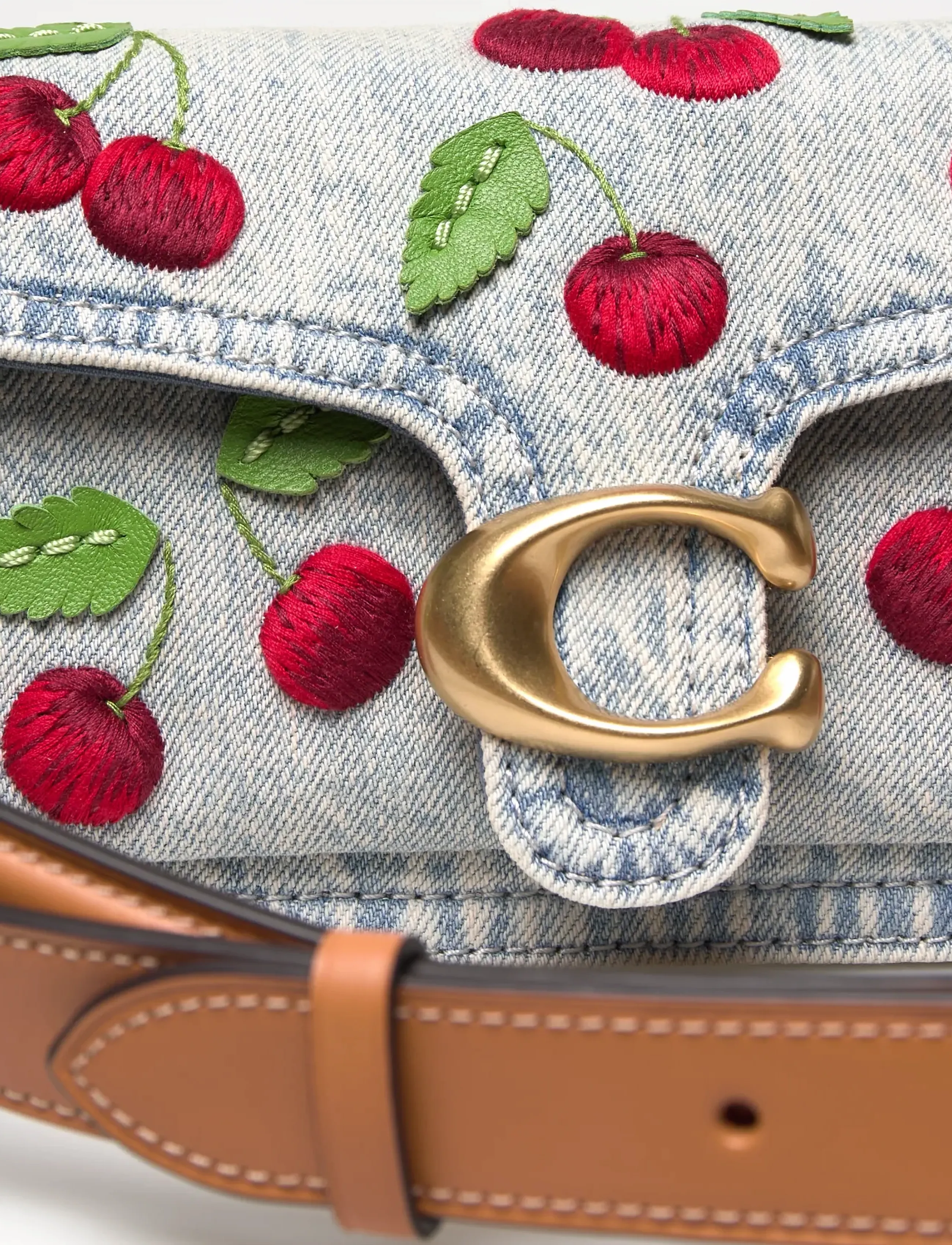 Coach - CHERRY EMBROIDERED DENIM TABBY SHOULDER BAG 20 - b4/denim multi - 3