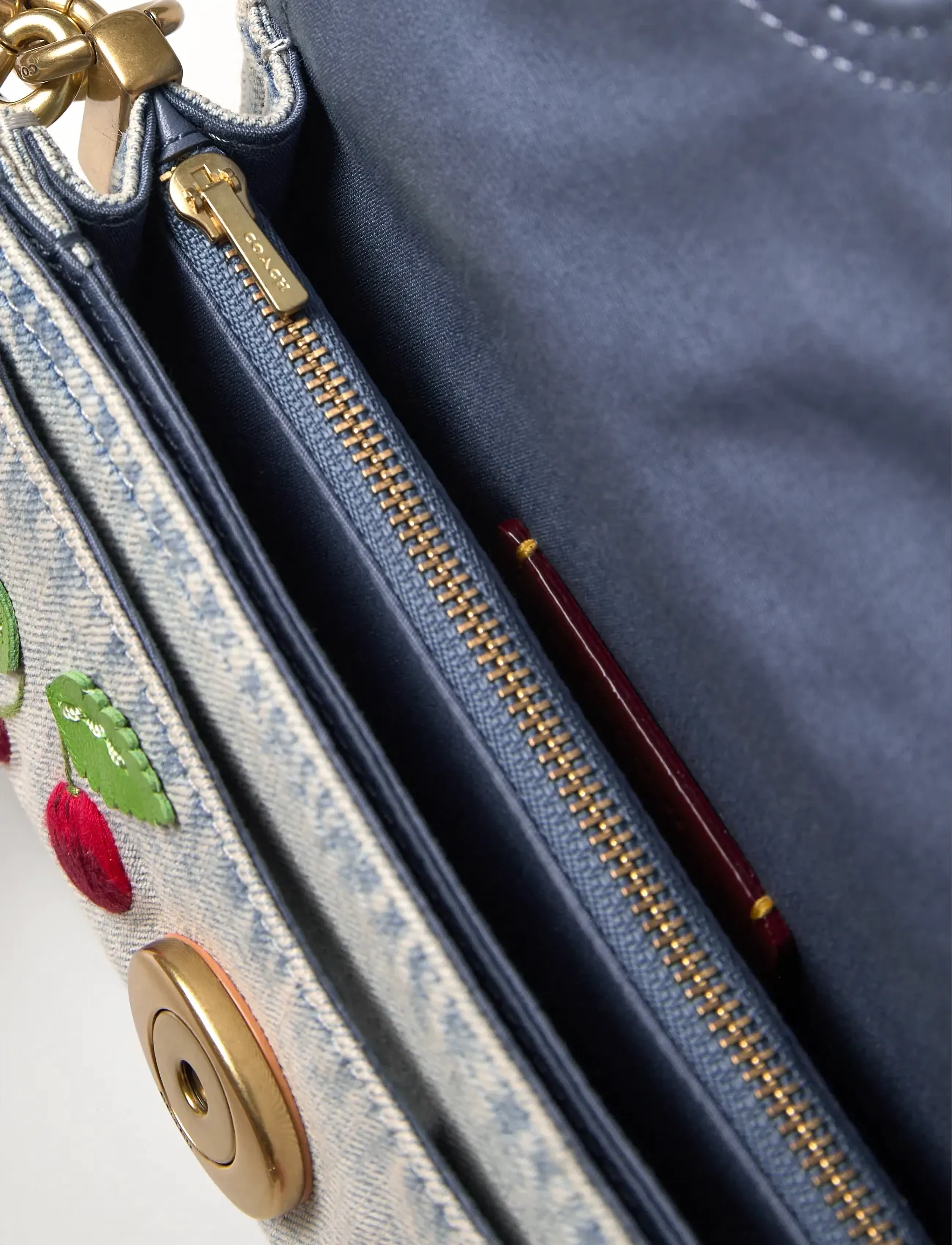 Coach - CHERRY EMBROIDERED DENIM TABBY SHOULDER BAG 20 - b4/denim multi - 4