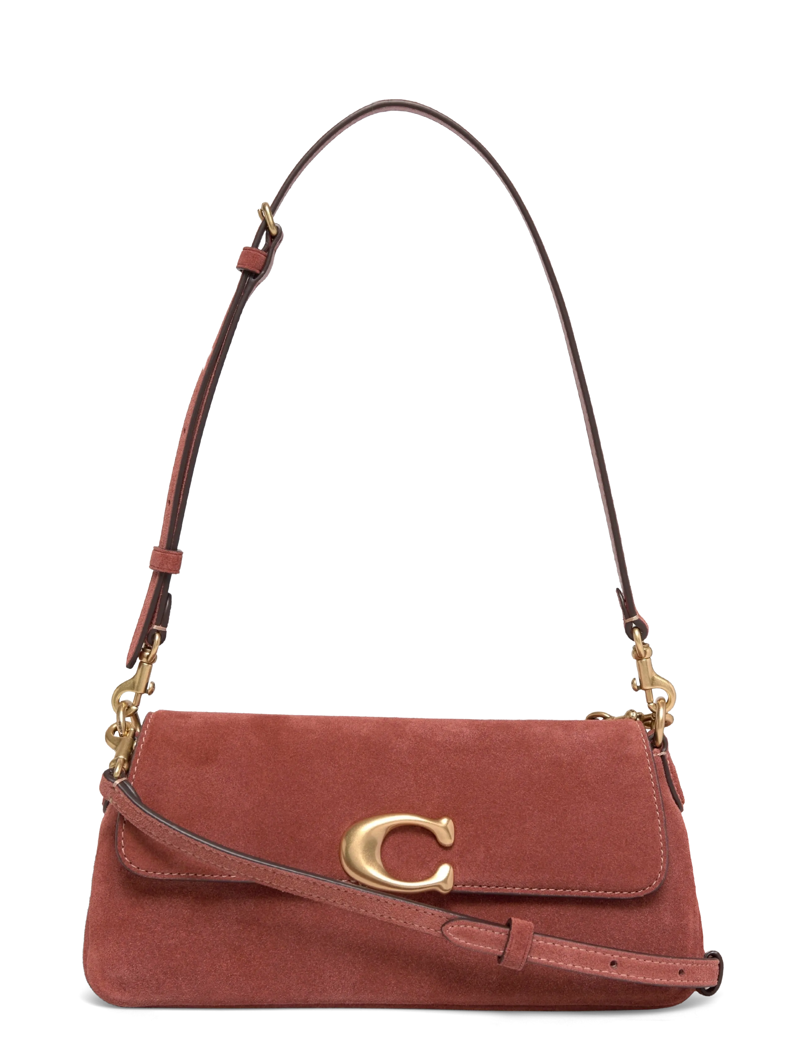 Coach SUEDE JET SHOULDER BAG - Bags - B4/CLAY / brown