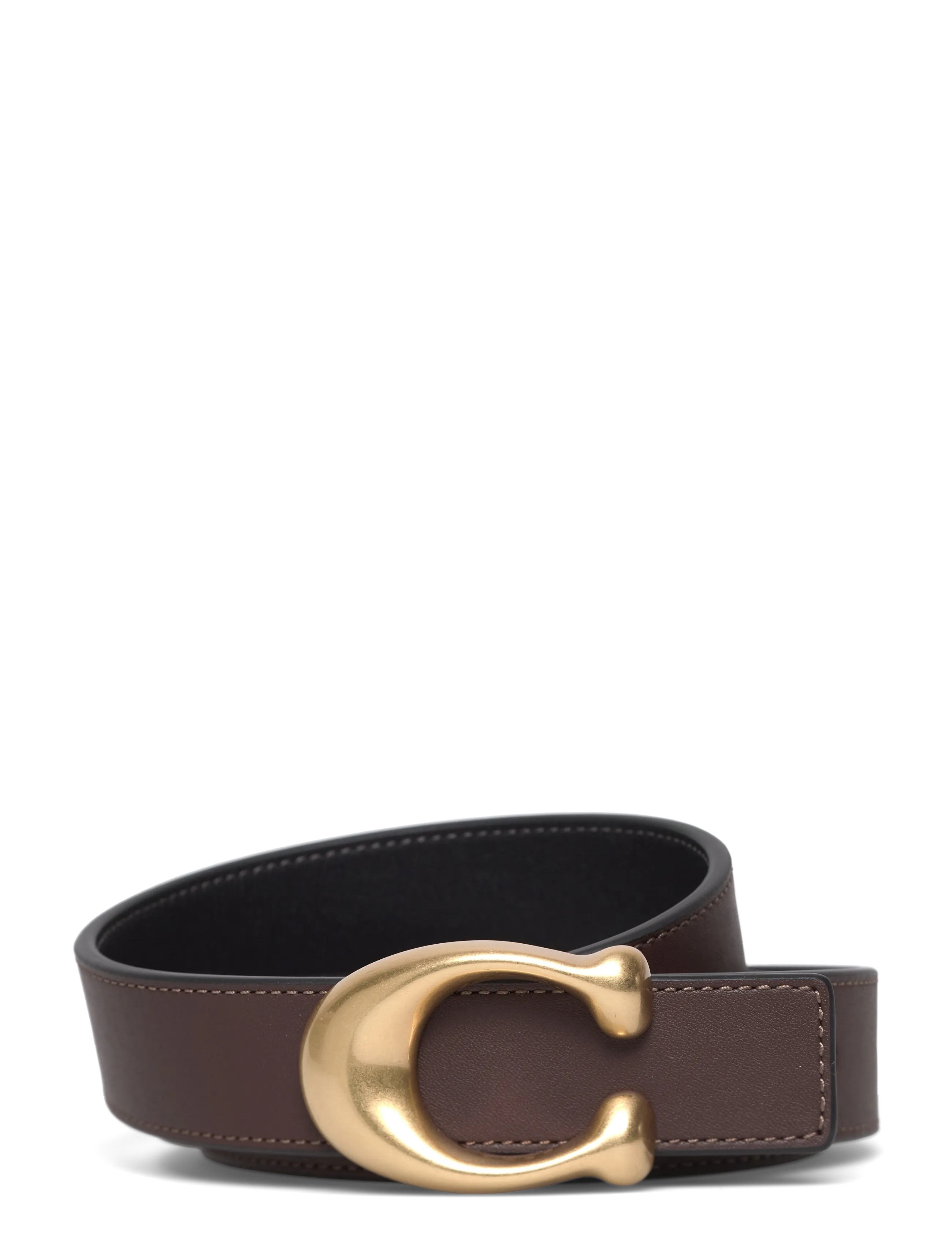 Coach 25MM GLOVETAN LEATHER SCULPTED C REVERSIBLE BELT - Accessories - B4/MAPLE BLACK / brown